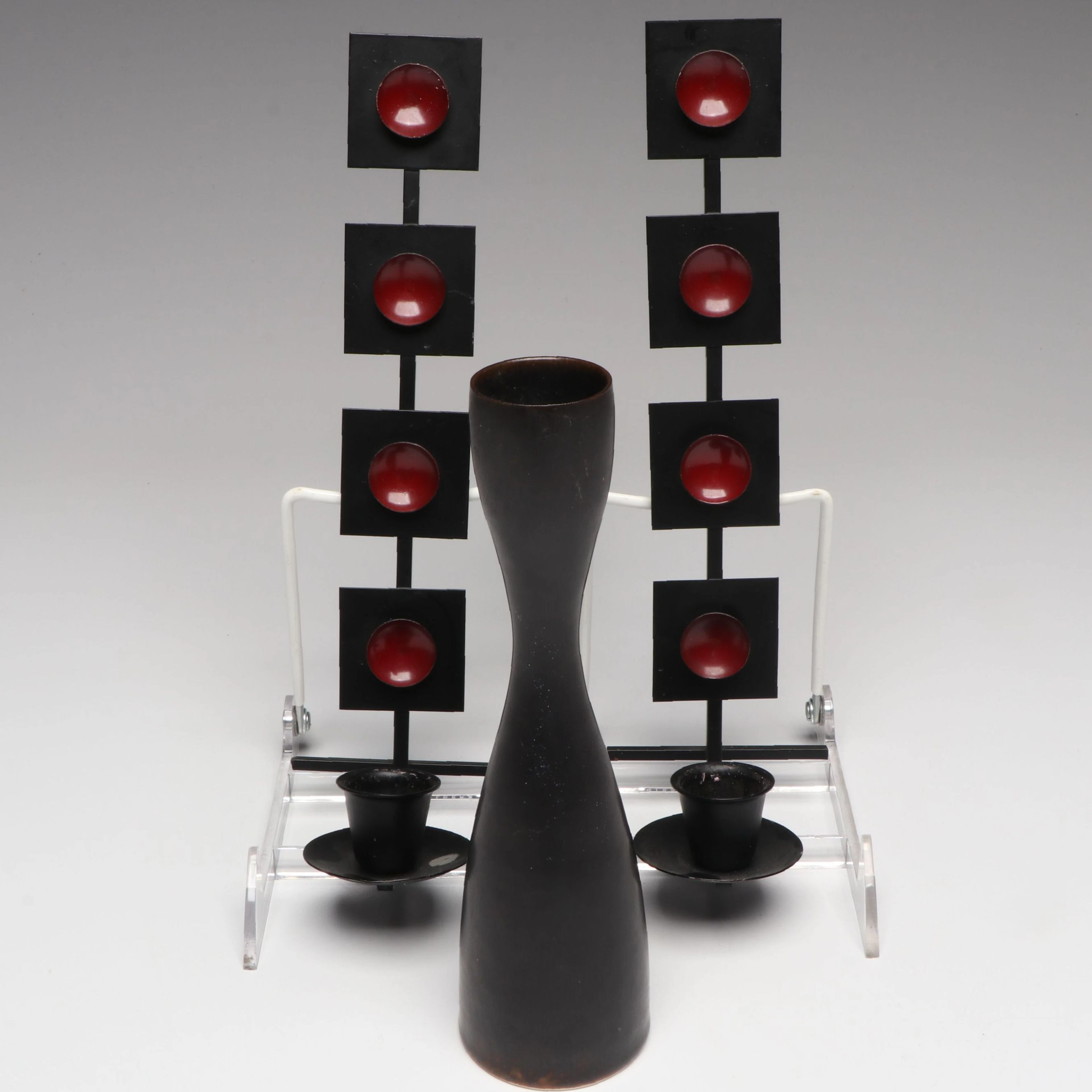 Carl-Harry Stålhane for Rörstrand Candlestick with Mid Century Modern Sconces