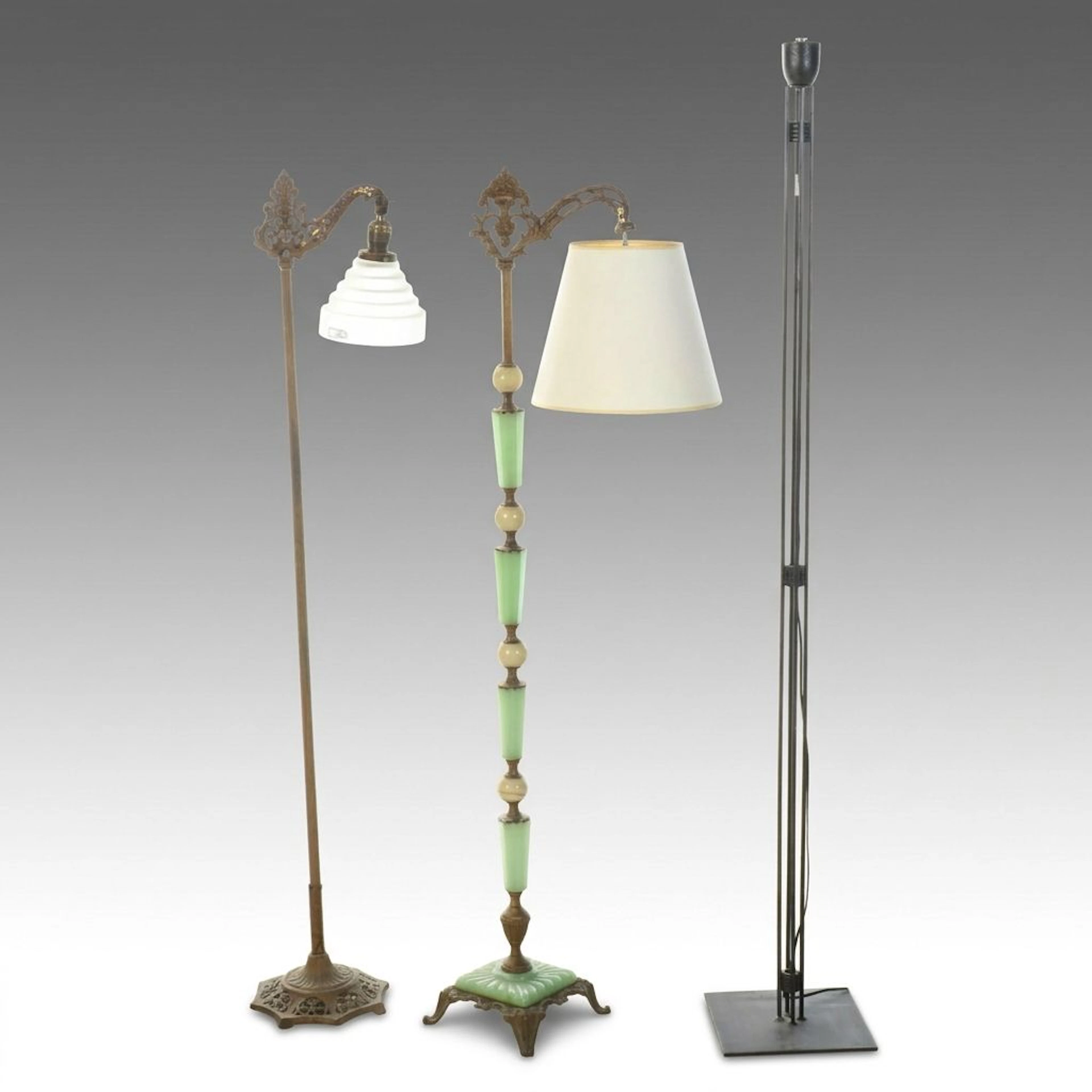 Victorian Bridge Arm Floor Lamps with Industrial Style Metal Floor Torchiere