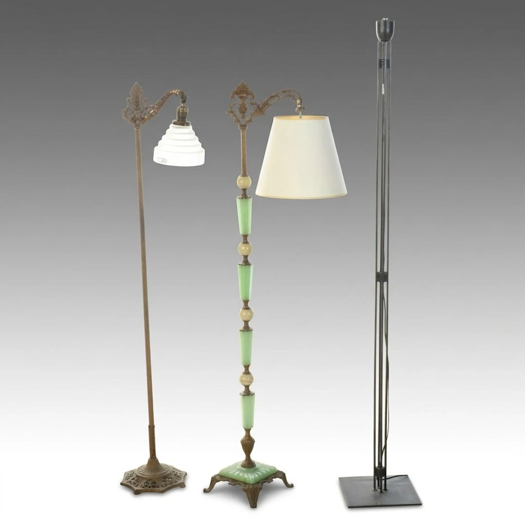 Victorian Bridge Arm Floor Lamps with Industrial Style Metal Floor Torchiere