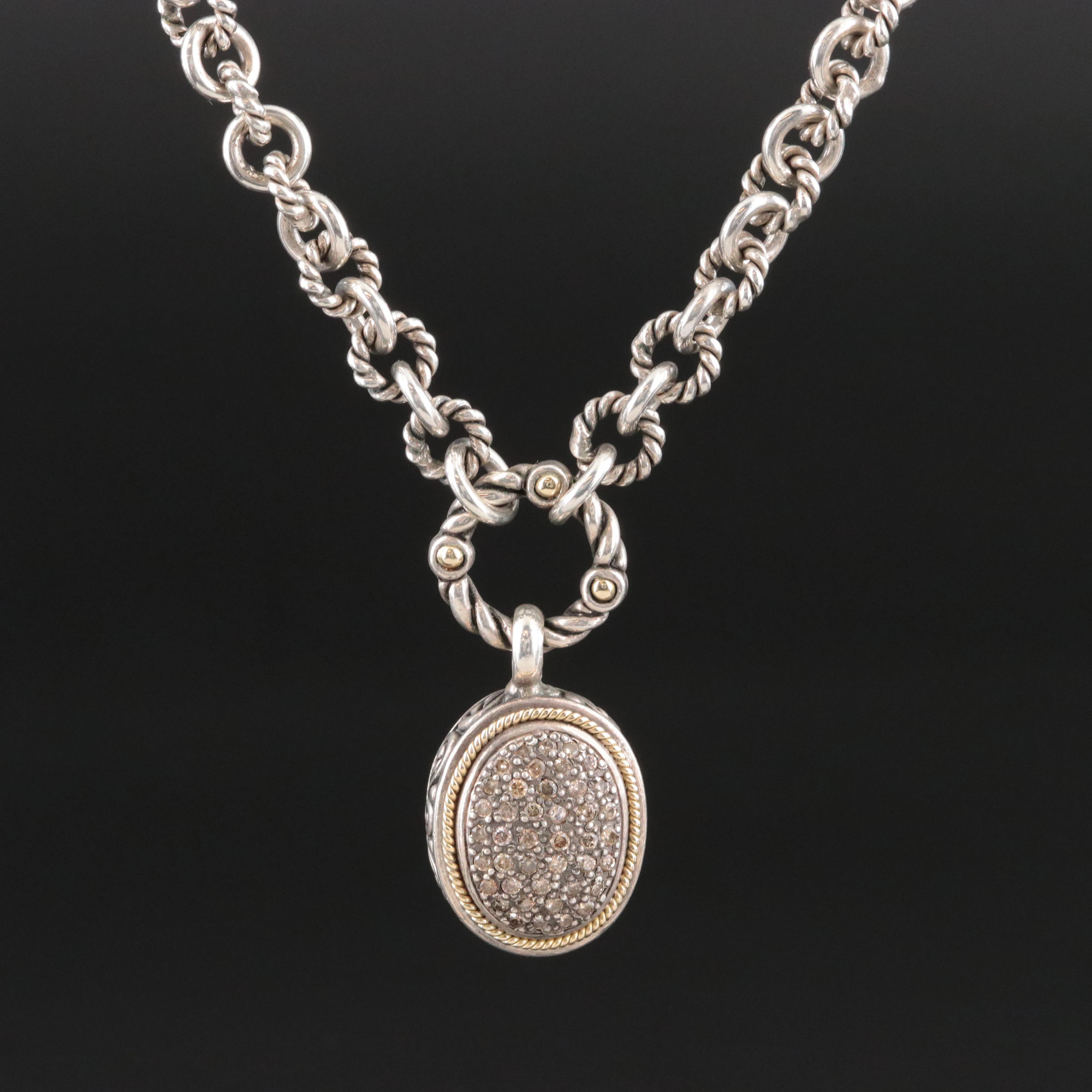 EFFY Sterling Diamond Necklace with 18K Accent