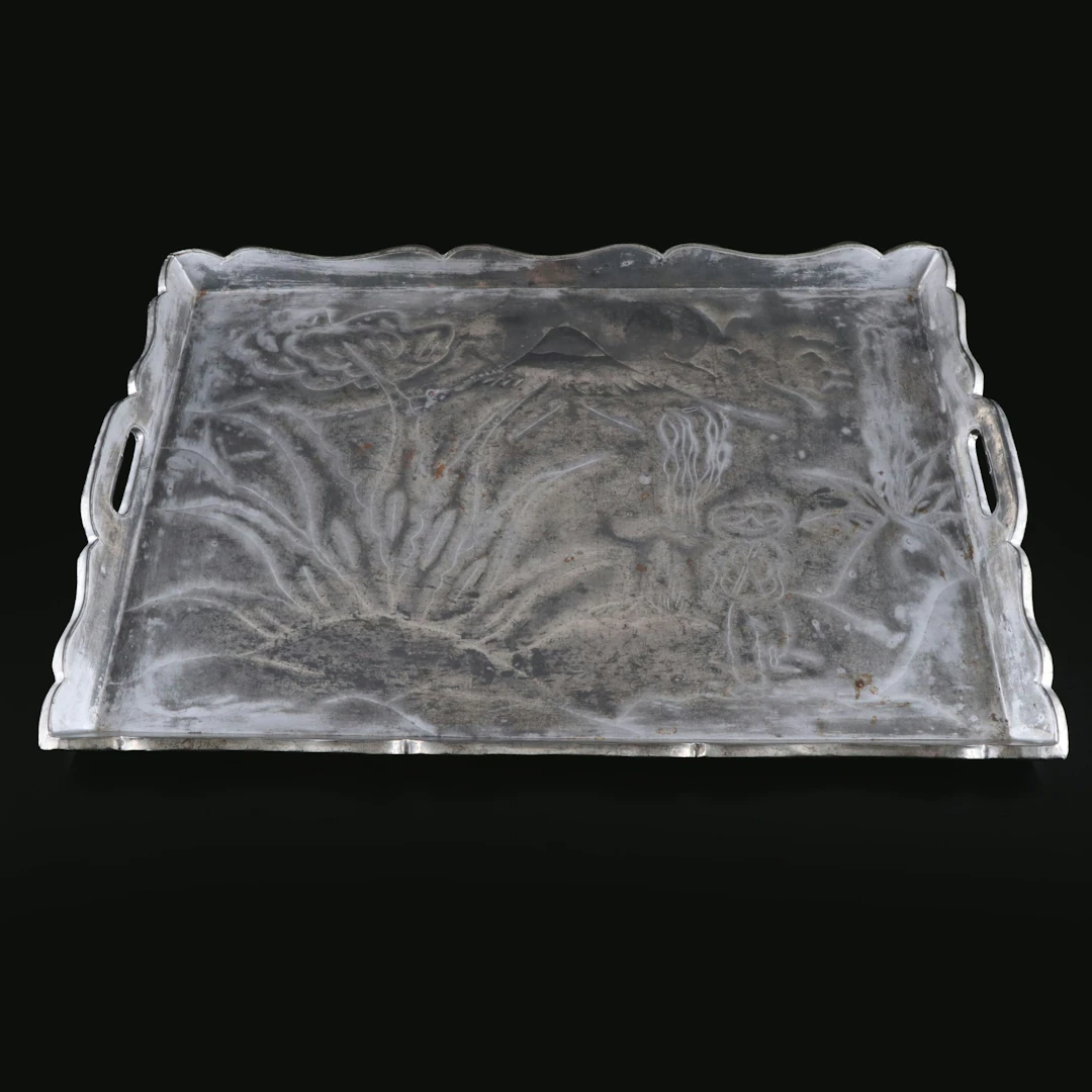 Mexican Etched Metal Tray, Mid to Late 20th Century