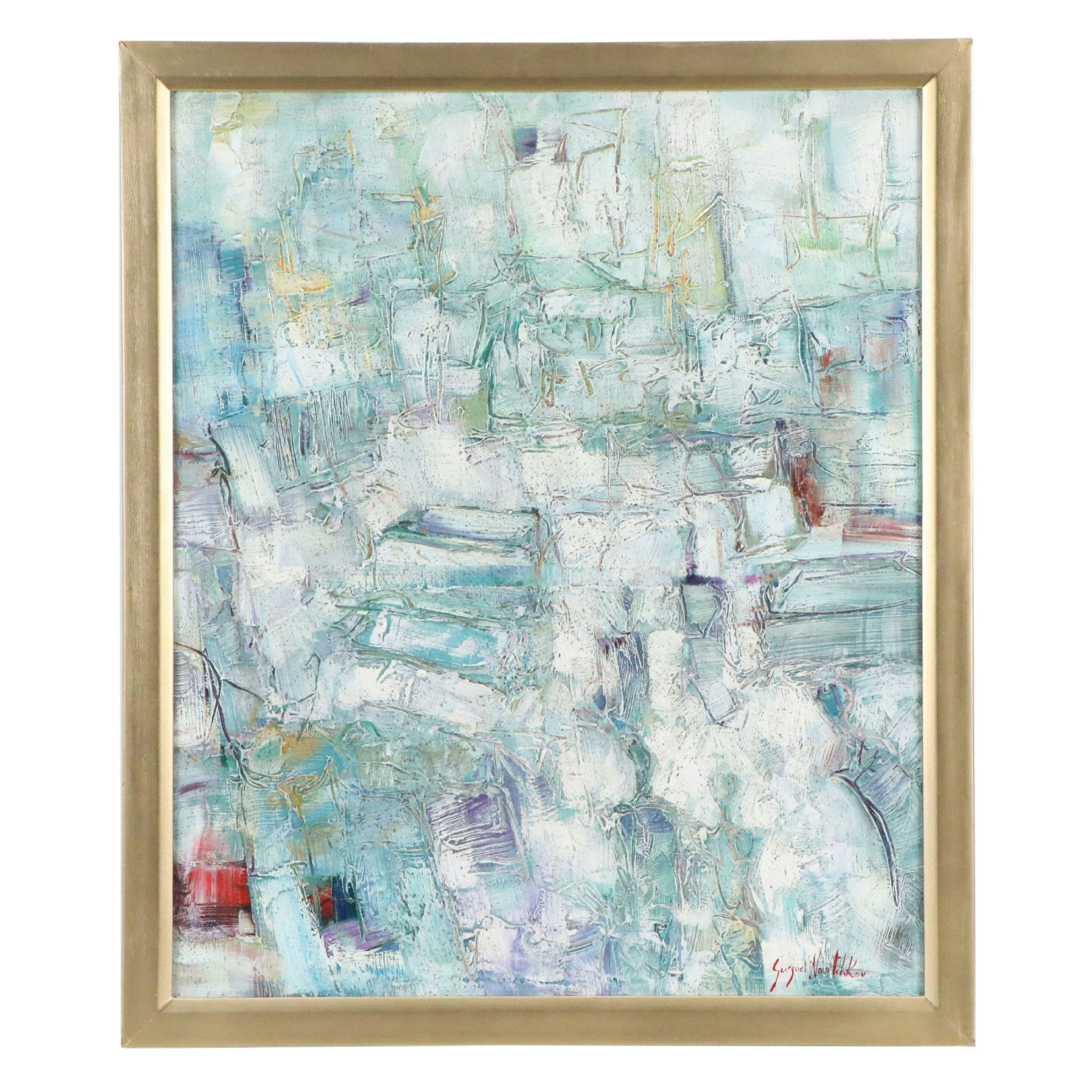Serguei Novitchkov Abstract Impasto Oil Painting "Mosaic of Joy," 2026