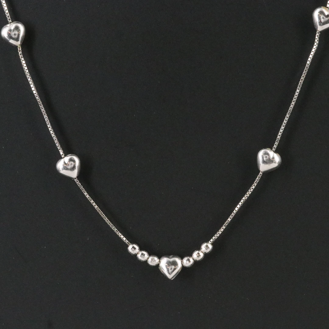 10K Heart Station Necklace