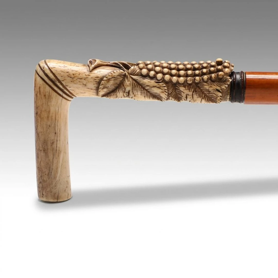 Victorian Hand-Carved Bone Handled Sword Cane, Late 19th Century