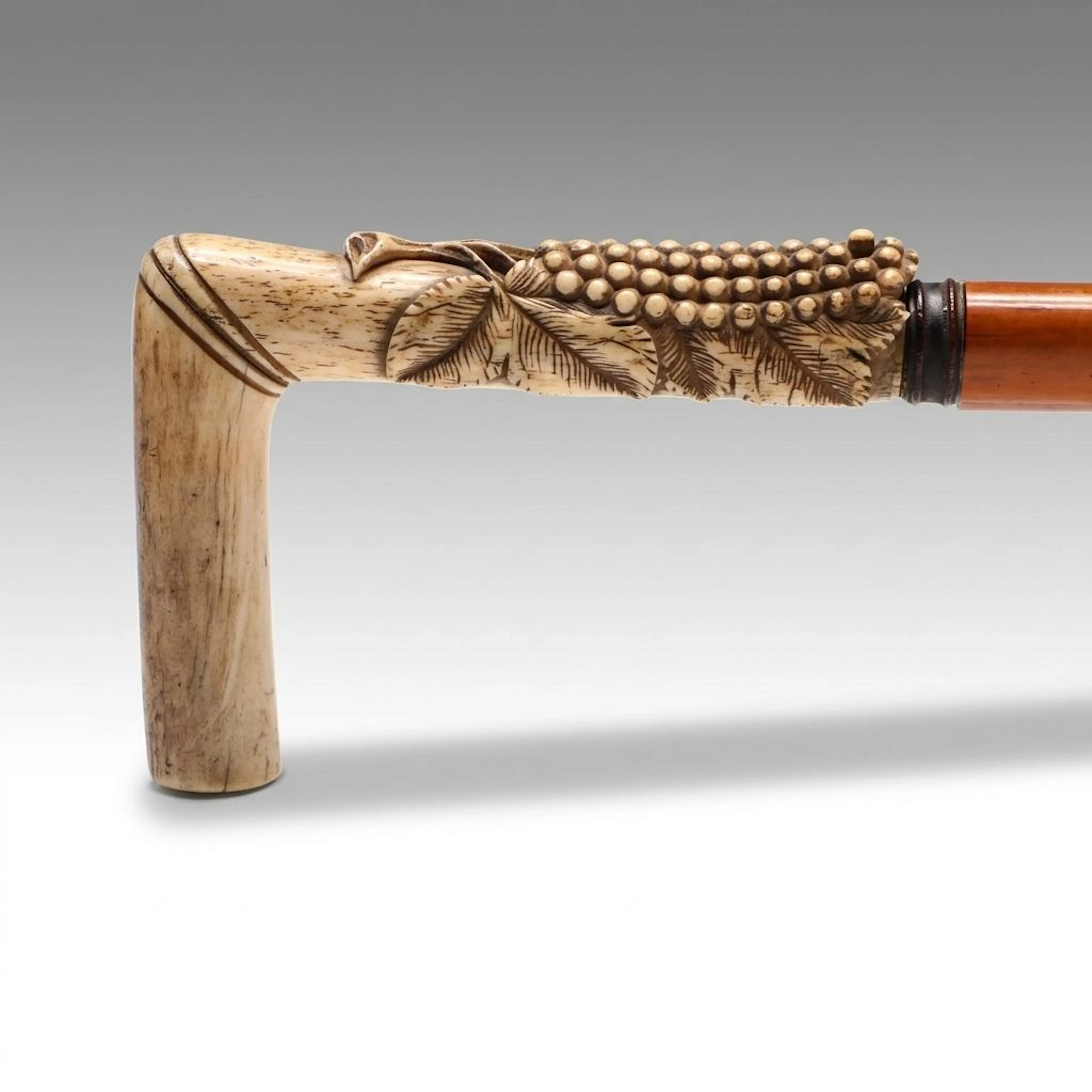 Victorian Hand-Carved Bone Handled Sword Cane, Late 19th Century