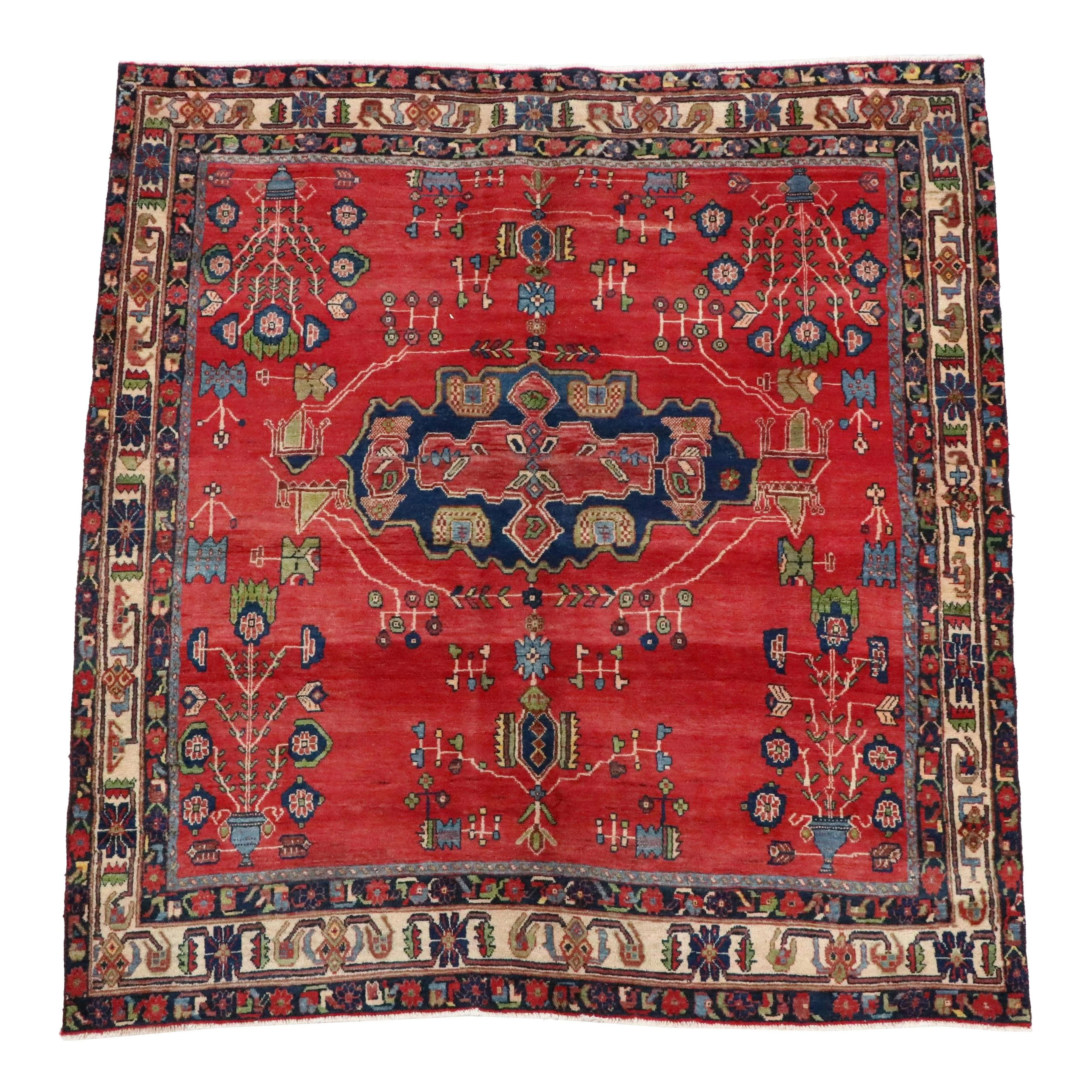 5'6 x 6'1 Hand-Knotted Persian Kurdish Area Rug