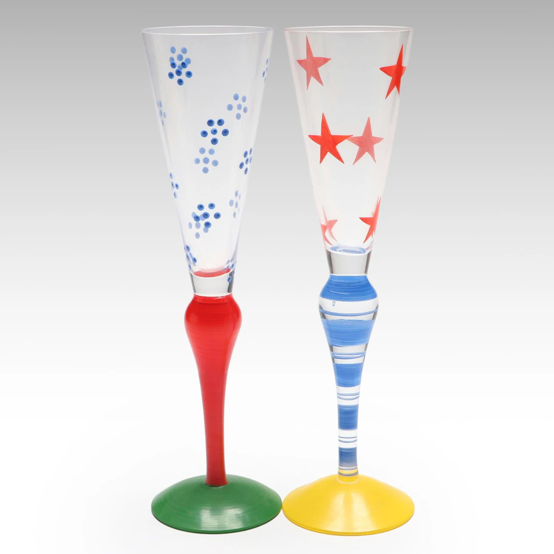 Anne Nilsson for Orrefors "Clown" Champagne Flutes
