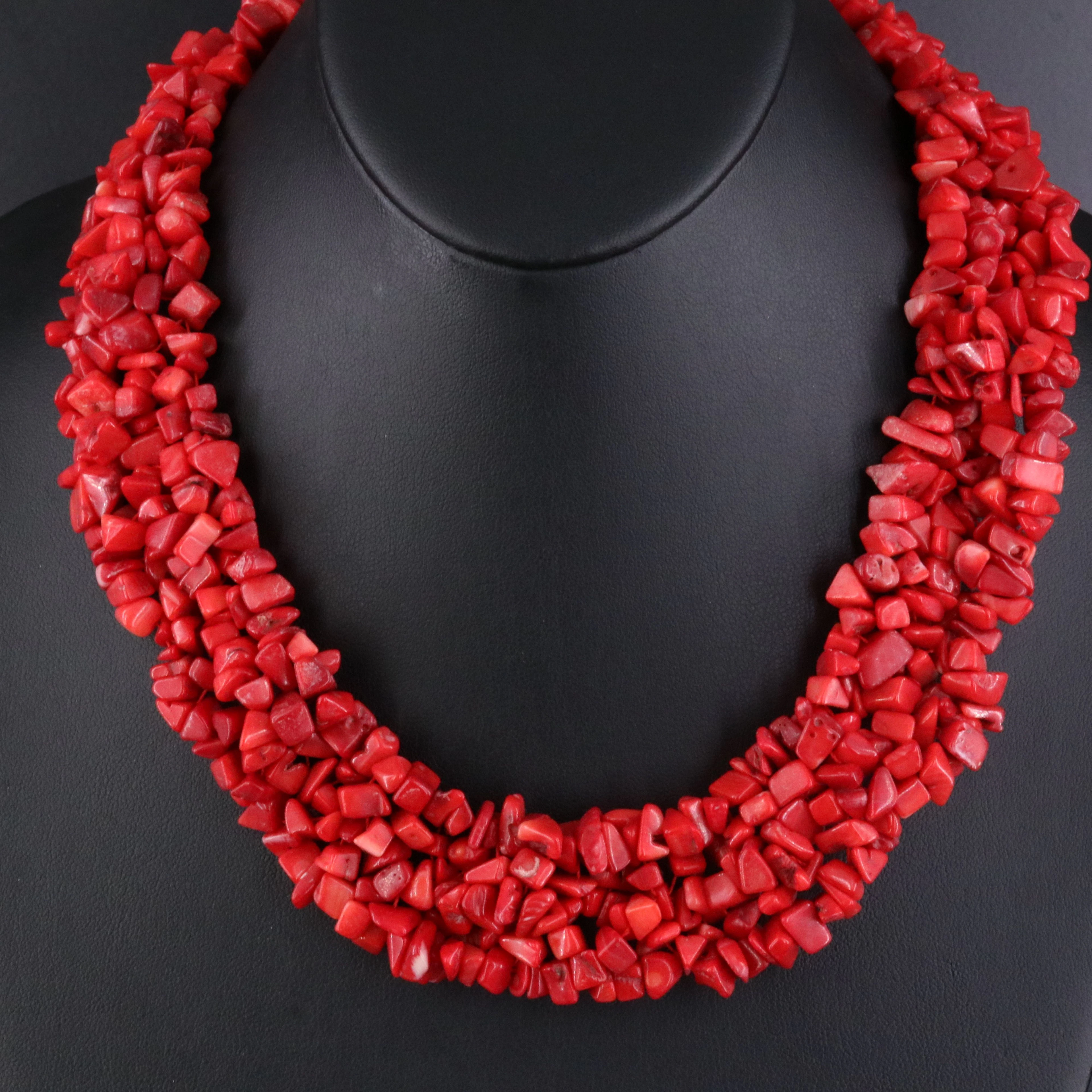 Woven Coral Collar Necklace