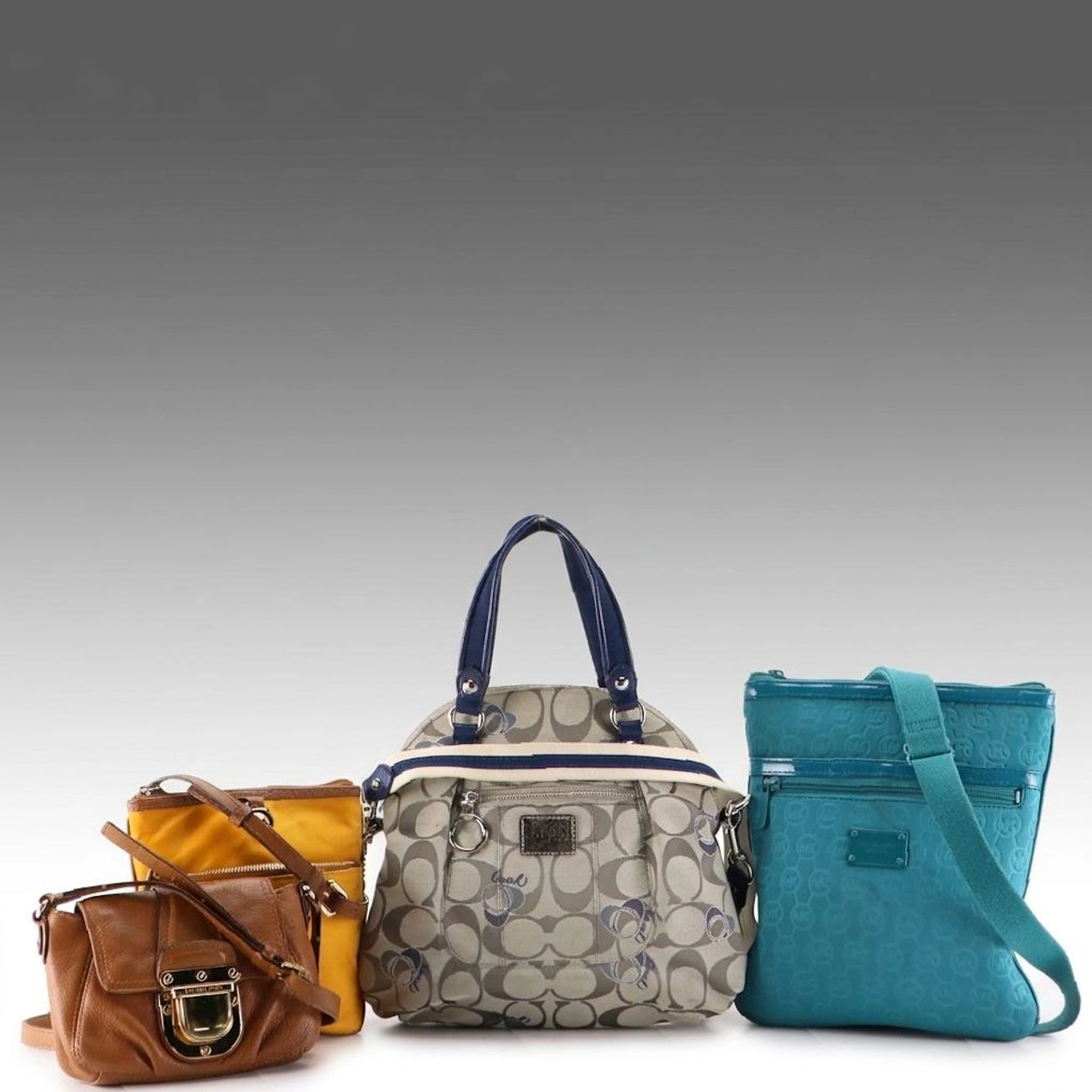 Coach Poppy Dome Satchel in Signature C Jacquard with Michael Kors Bags