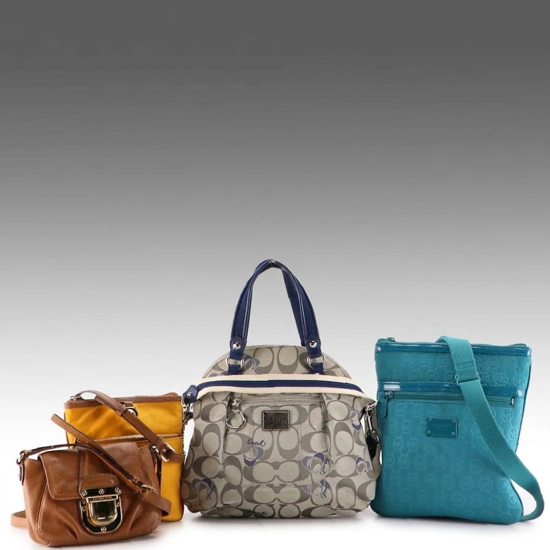 Coach Poppy Dome Satchel in Signature C Jacquard with Michael Kors Bags