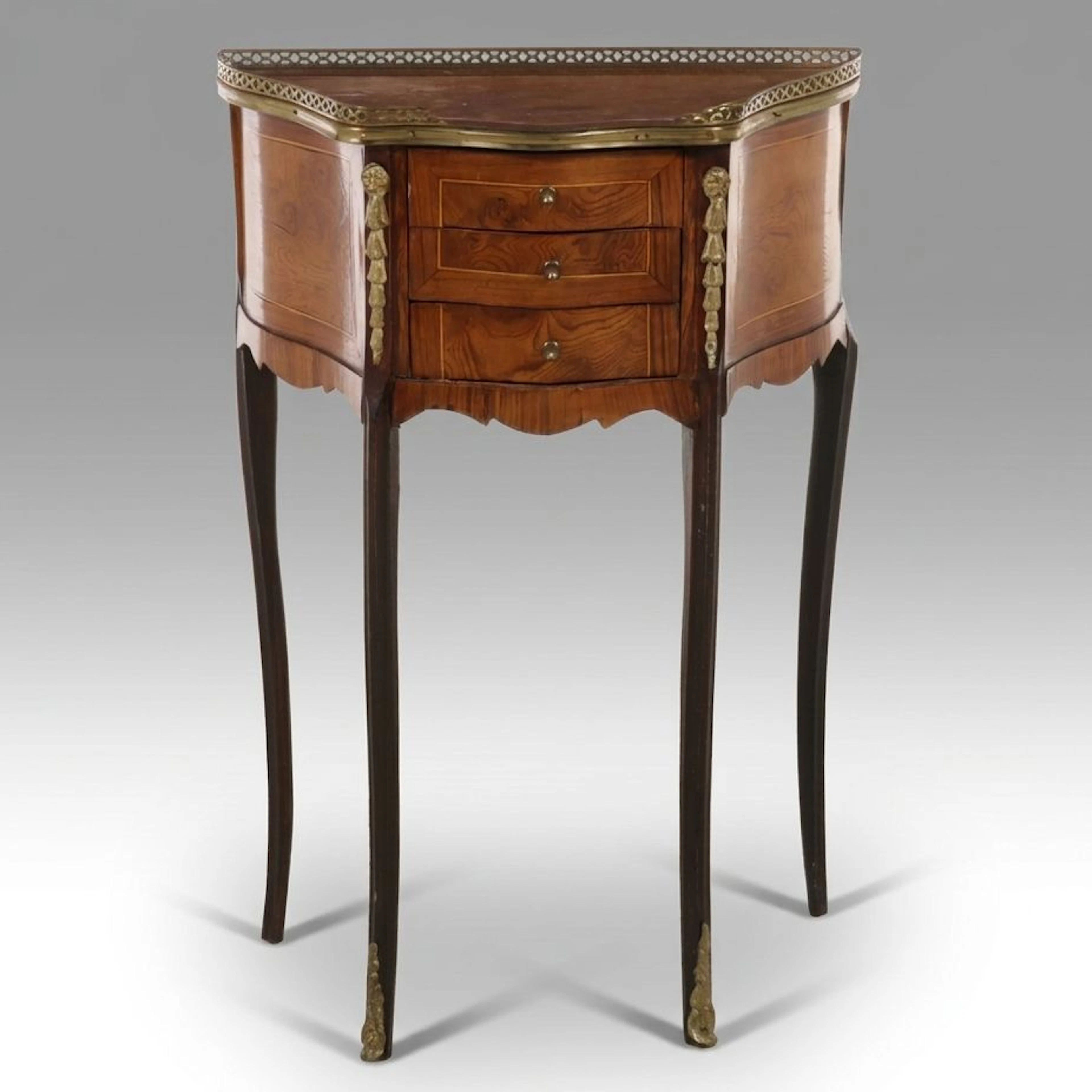 Louis XV Revival Ormolu Mounted Kidney Shaped Petite Commode, 20th Century