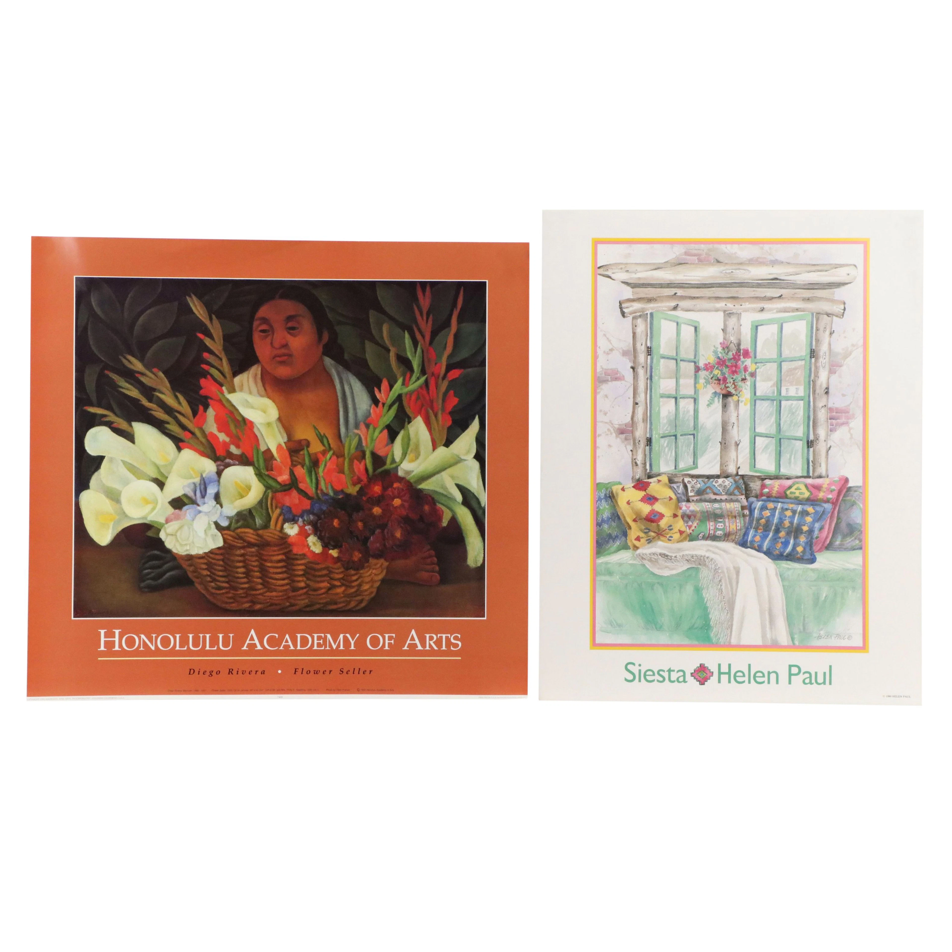 Offset Lithographs After Helen Paul "Siesta" and Diego Rivera "Flower Seller"