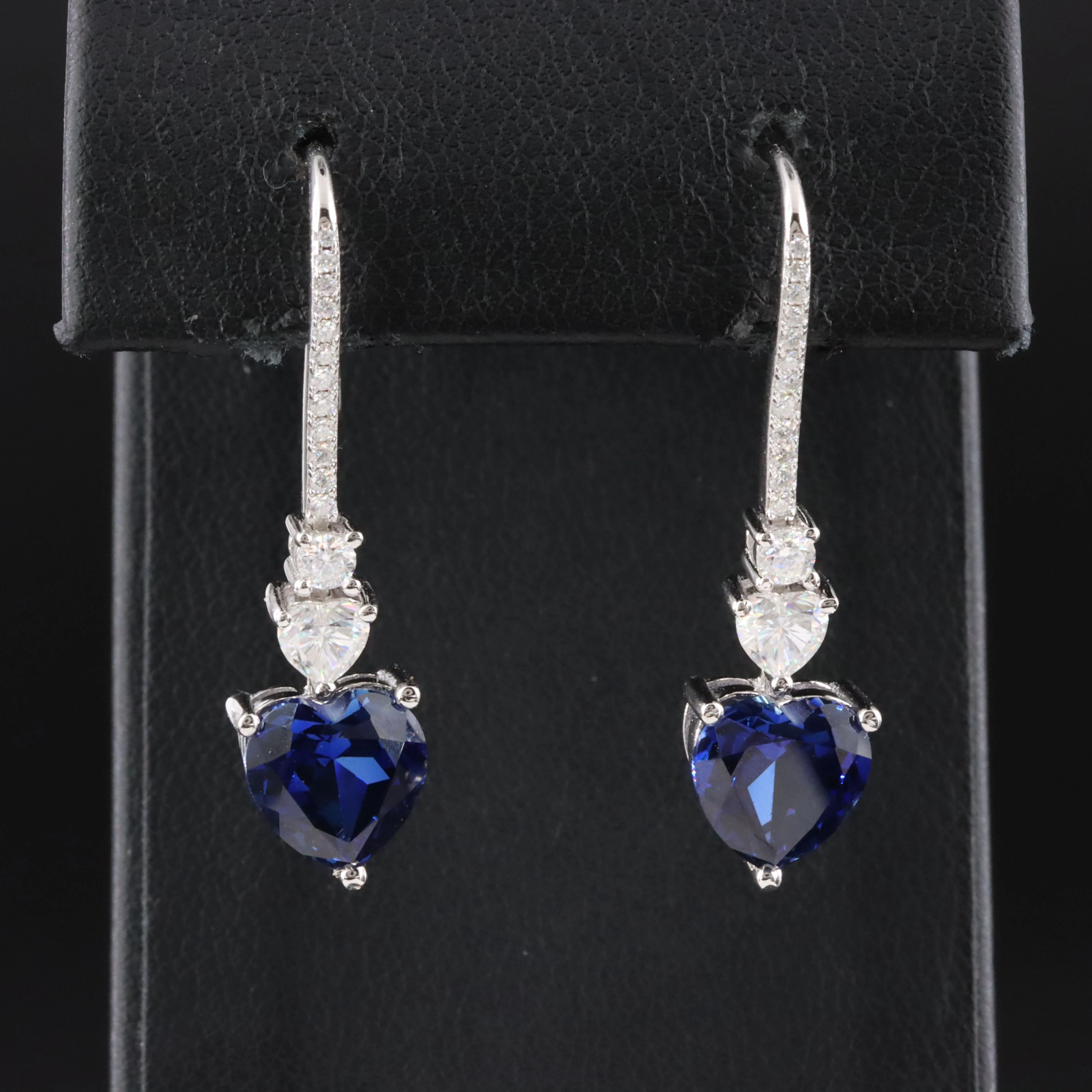 Sterling Sapphire and Moissanite Earrings