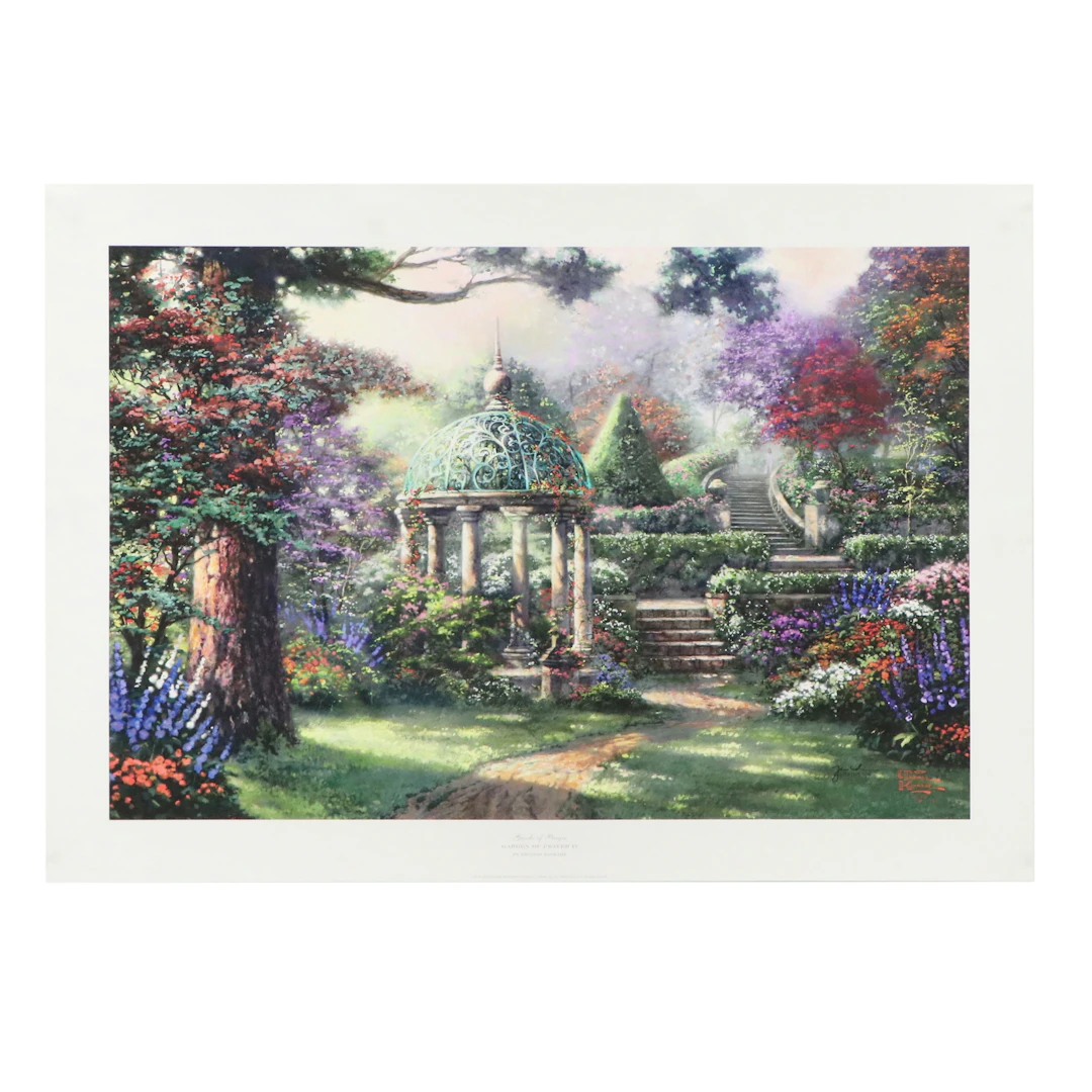 After Thomas Kinkade Idyllic Giclée "Prayer Garden IV," 2012