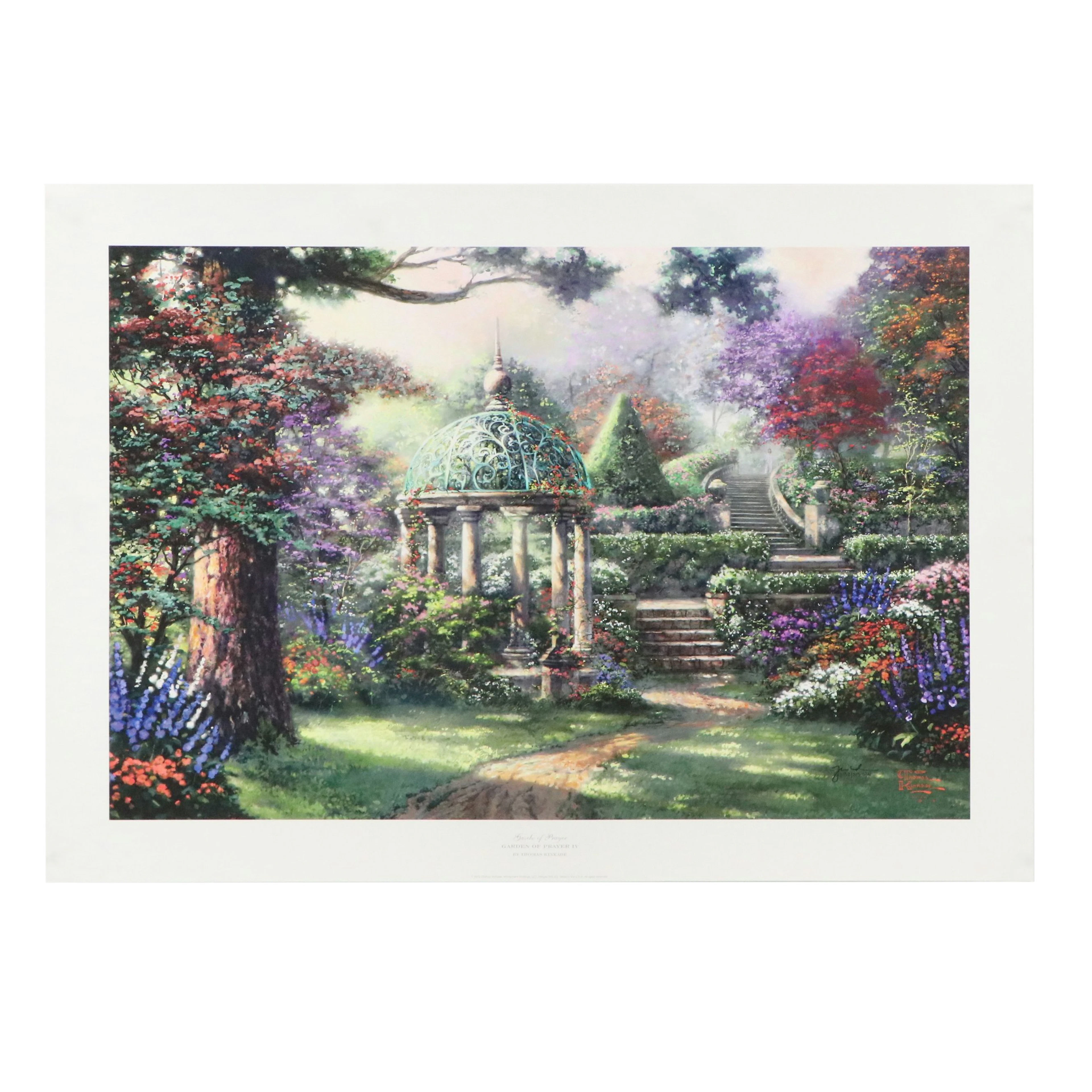 After Thomas Kinkade Idyllic Giclée "Prayer Garden IV," 2012