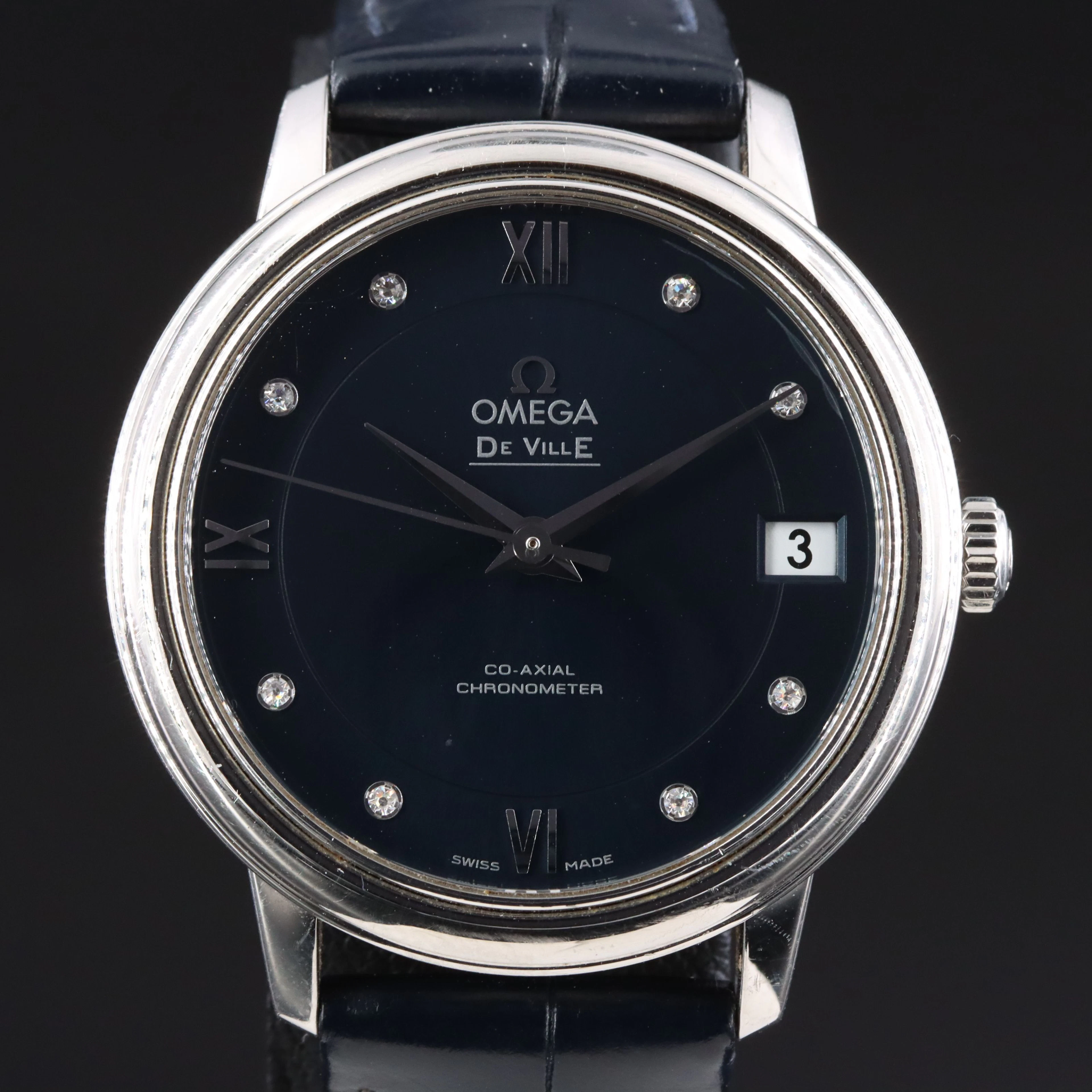 2009 Omega DeVille Prestige Blue Diamond Dial Automatic Watch
