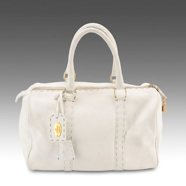Fendi Selleria Boston Bag in White Leather