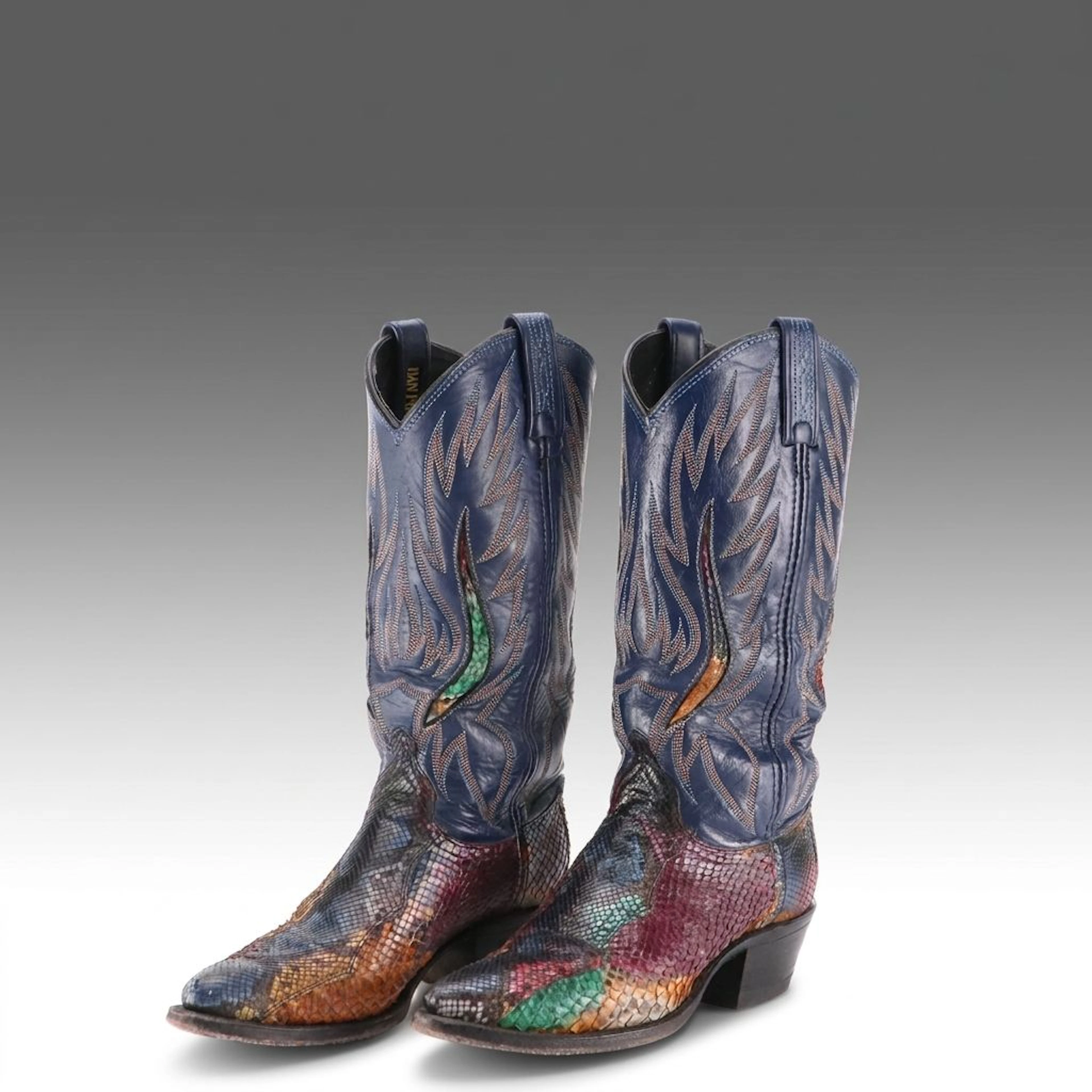 Dan Post 14079 Hand-Painted Python Skin Western Boots with Box