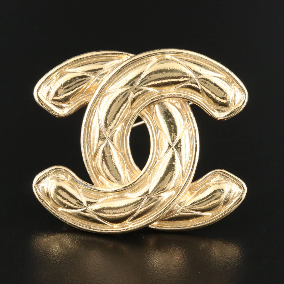 Chanel Quilted CC Large Brooch Vintage