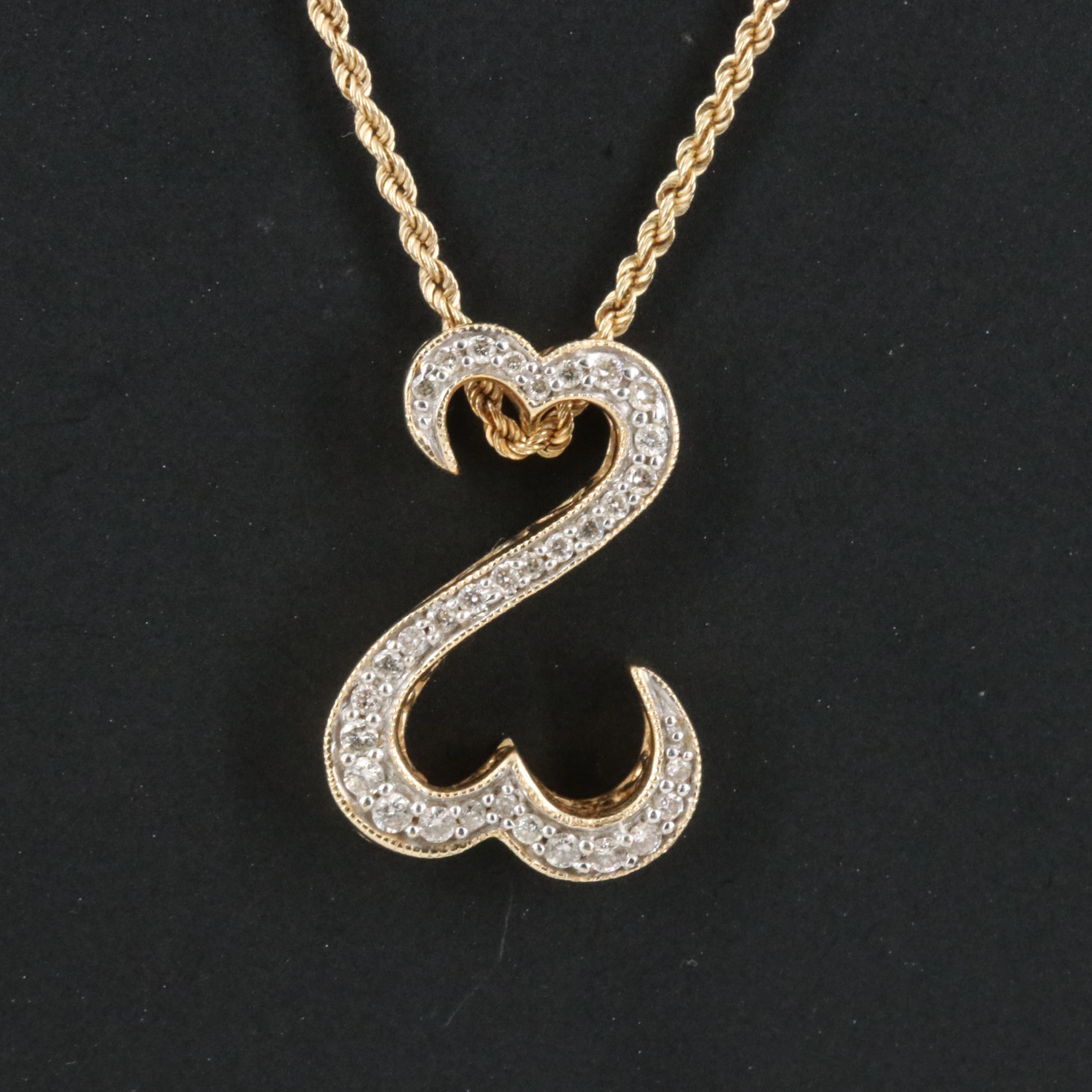 Jane Seymour 14K 0.33 CTW Diamond Open Heart Necklace
