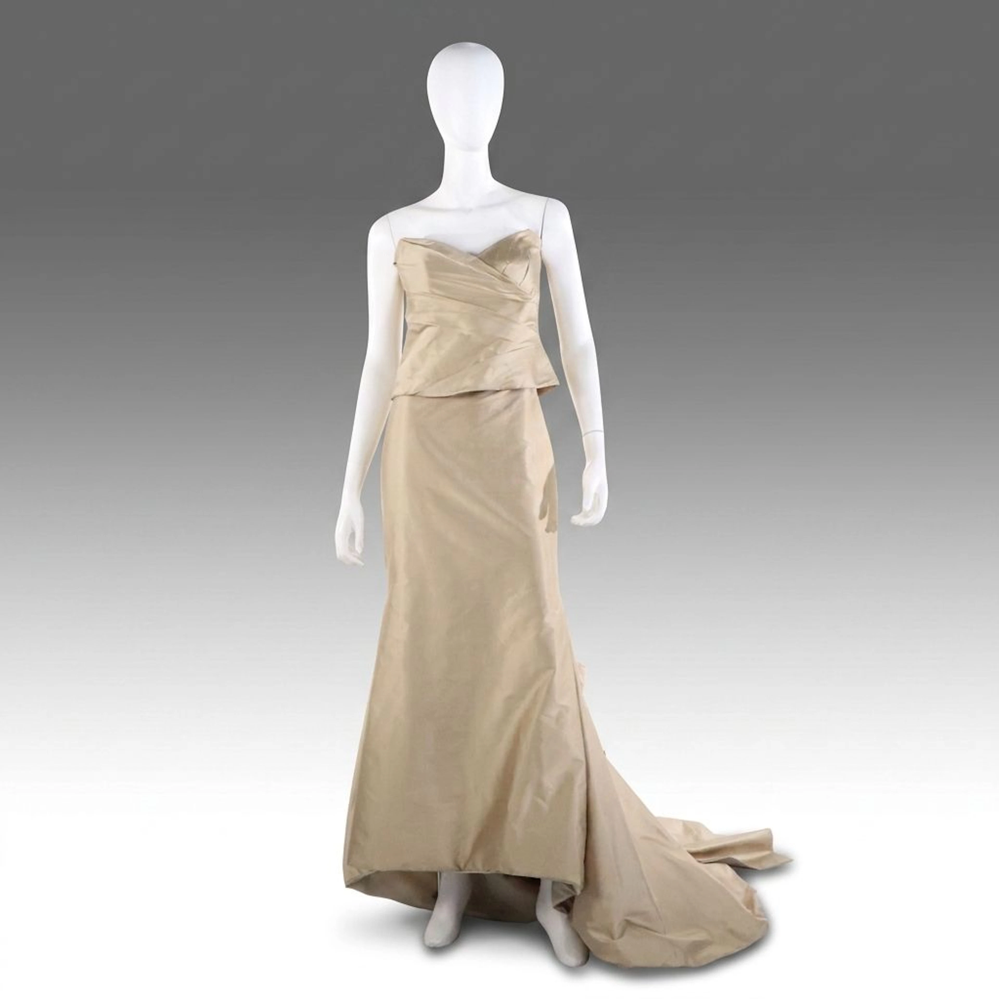 Legends by Romona Keveža Two-Piece Sweep Train Champagne Silk Gown