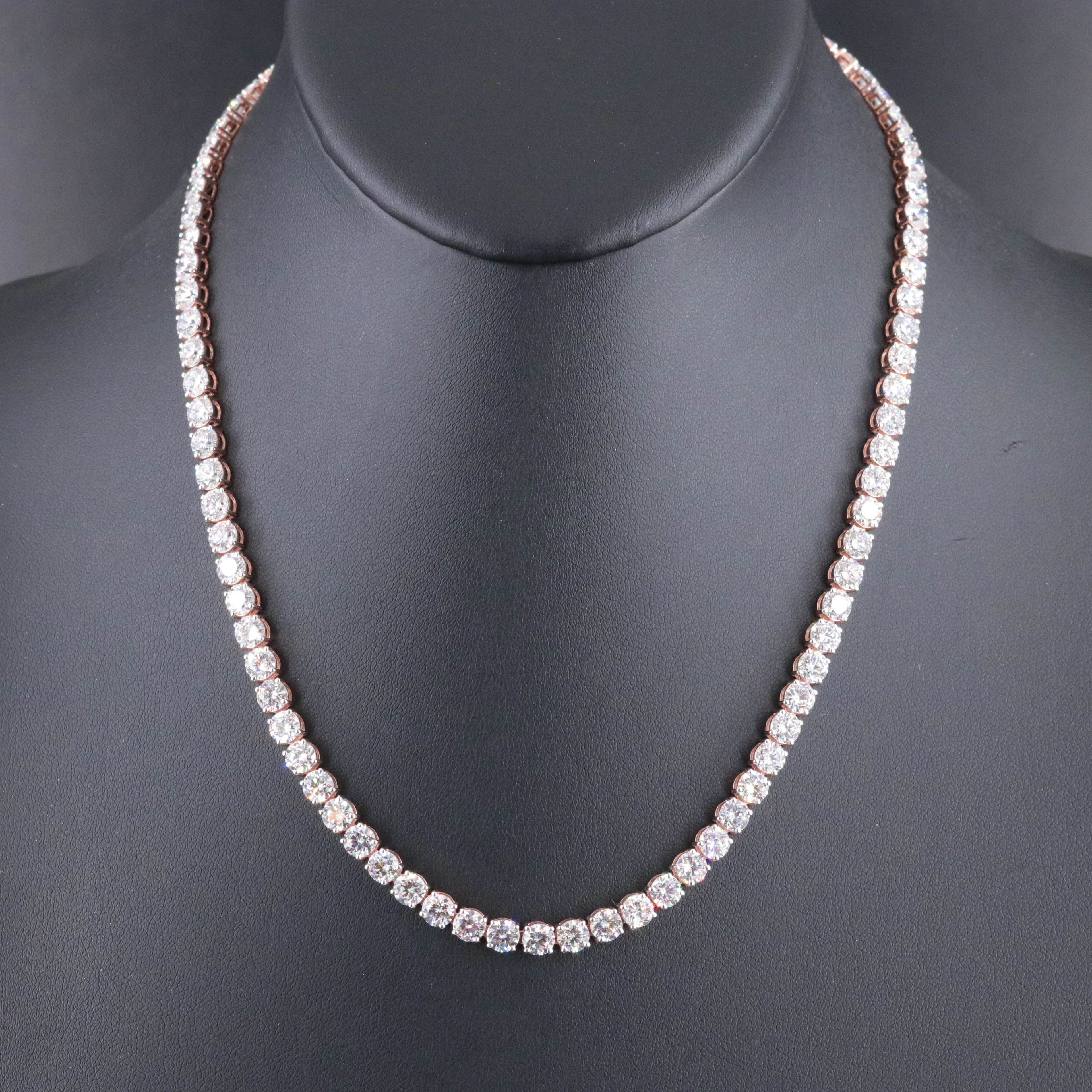 14K Rose Gold 28.20 CTW Lab Grown Diamond Rivière Necklace