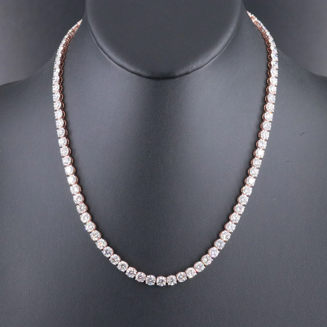 14K Rose Gold 28.20 CTW Lab Grown Diamond Rivière Necklace