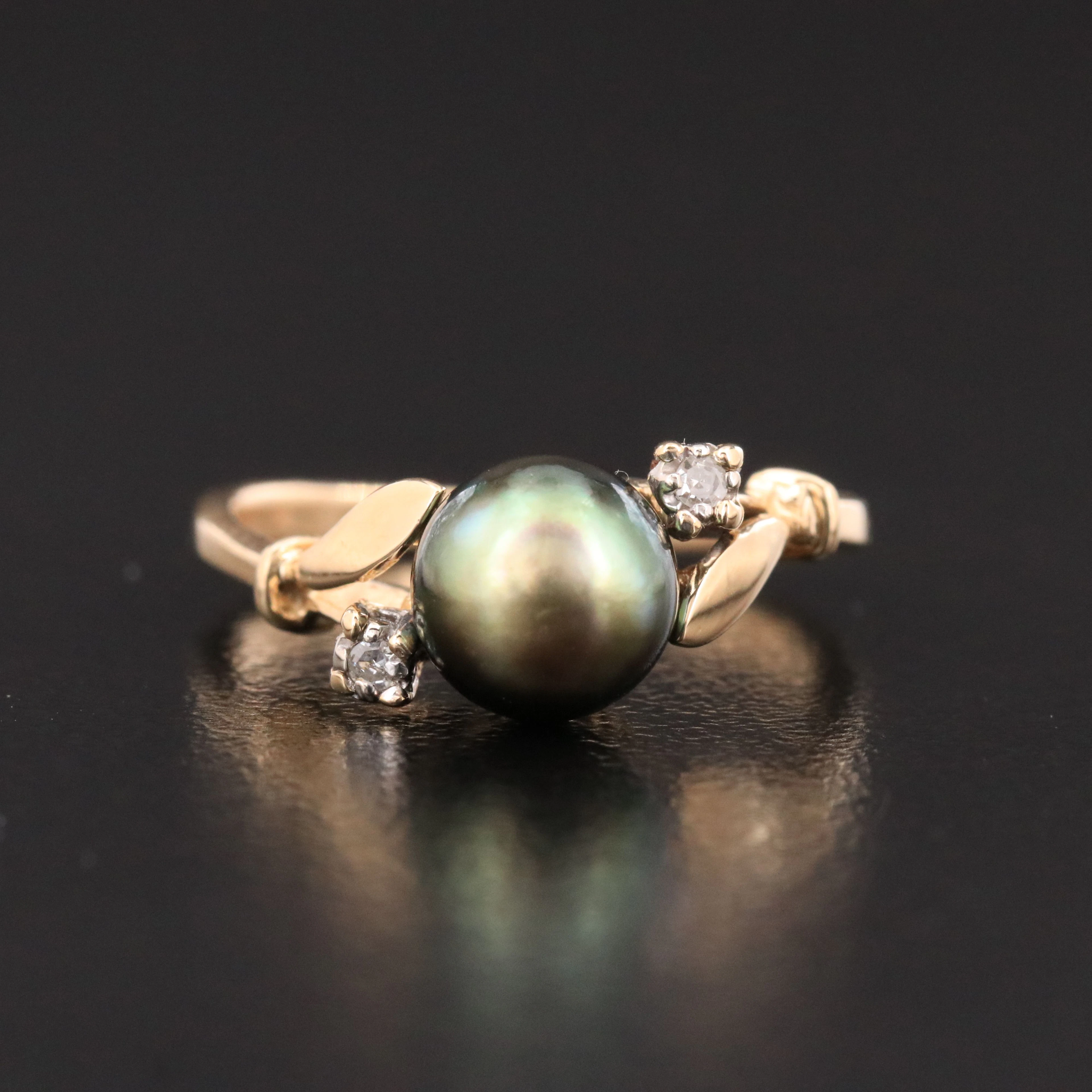 14K Pearl and Diamond Ring
