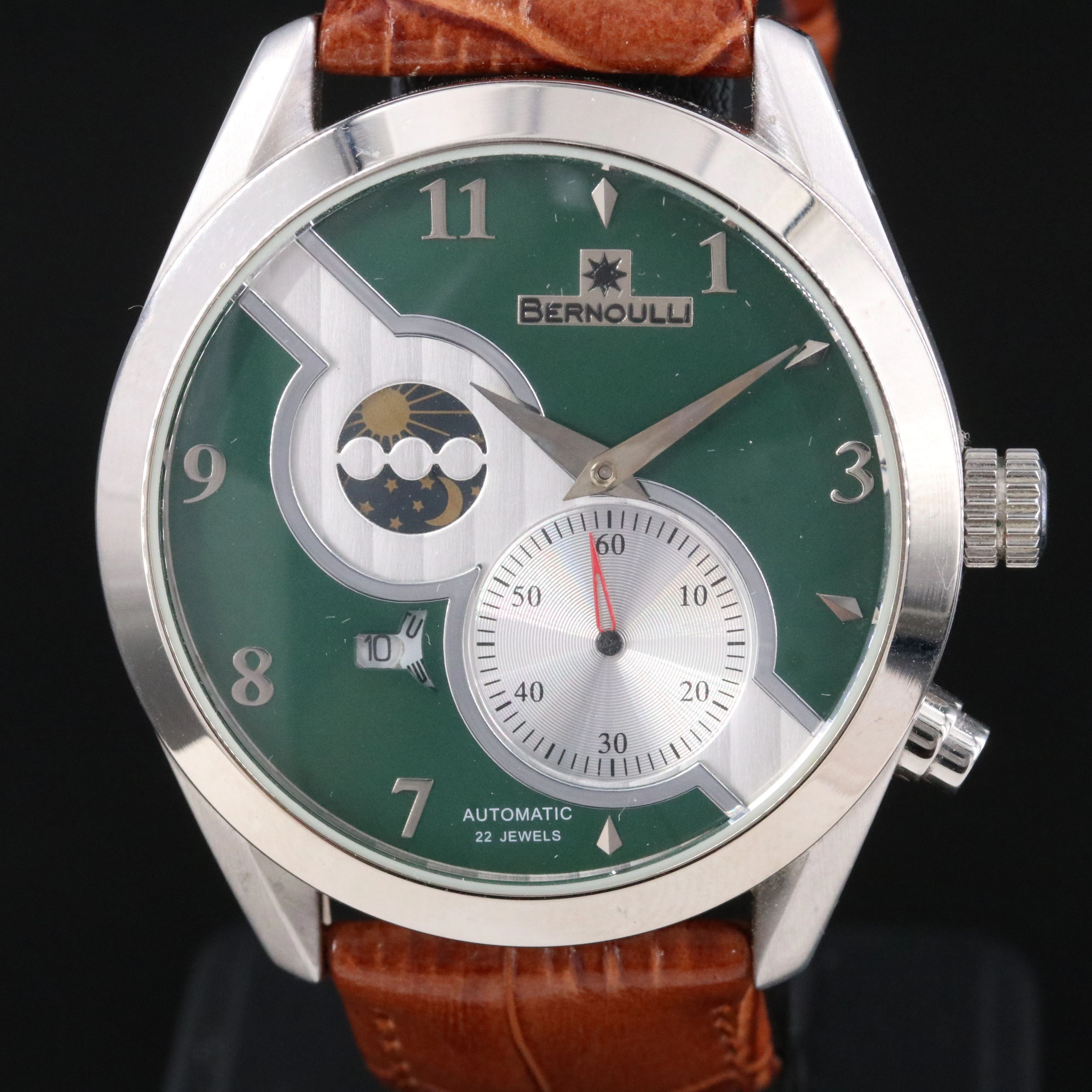 Bernoulli Moonphase Stainless Steel Automatic Dress Watch