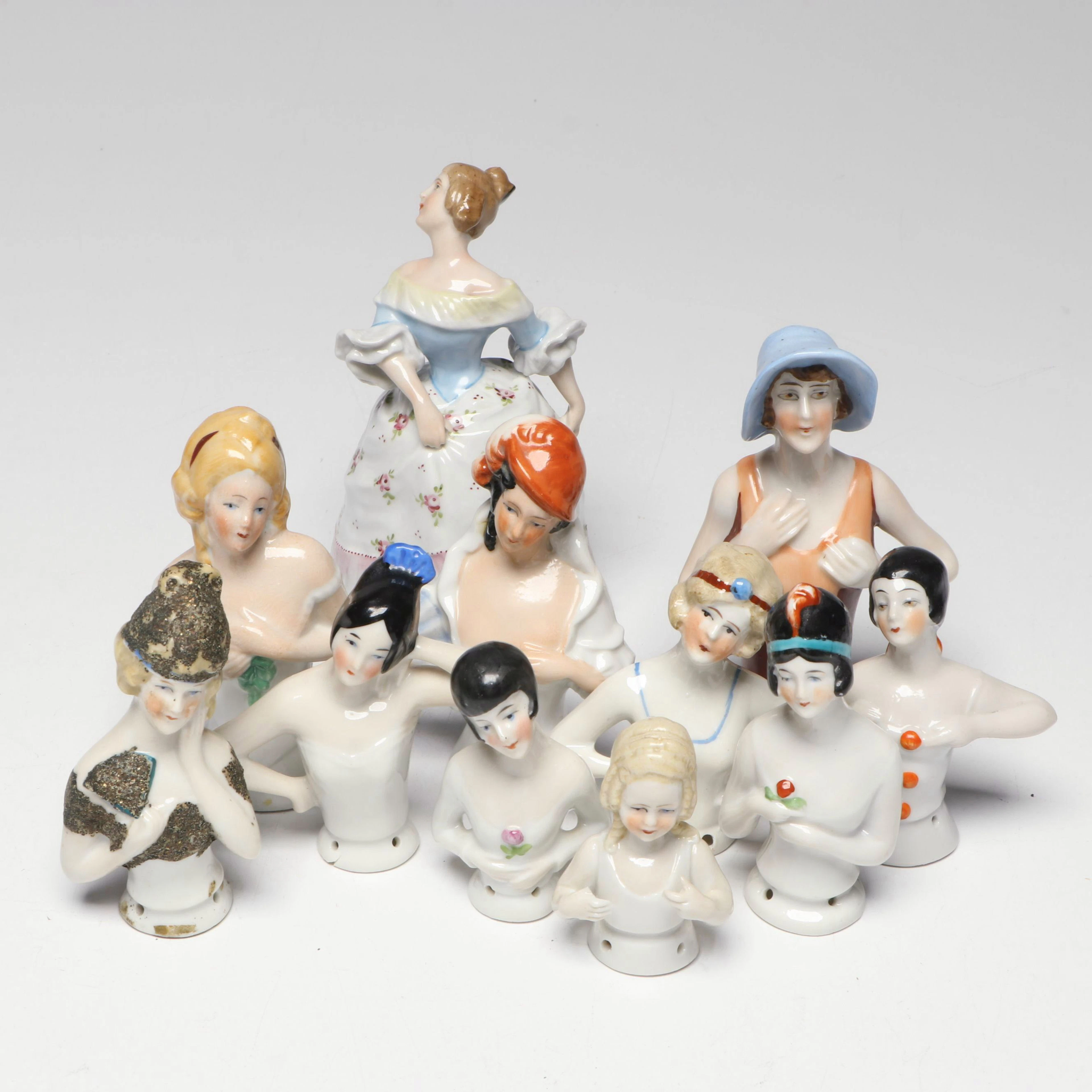 German Porcelain Half-Dolls with Schierholz Bell