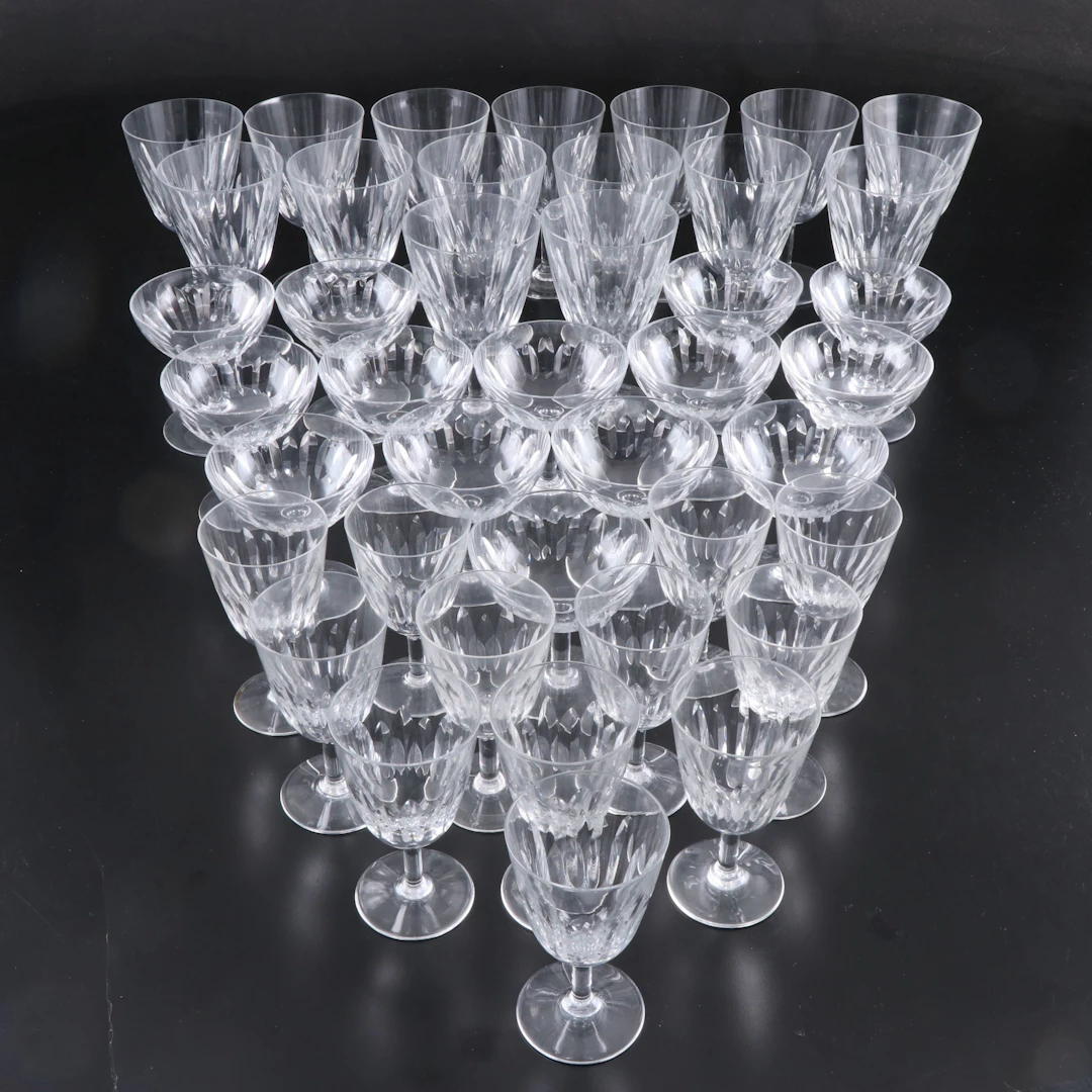 Glass Champagne Coupes, Cordials, and Water Glasses