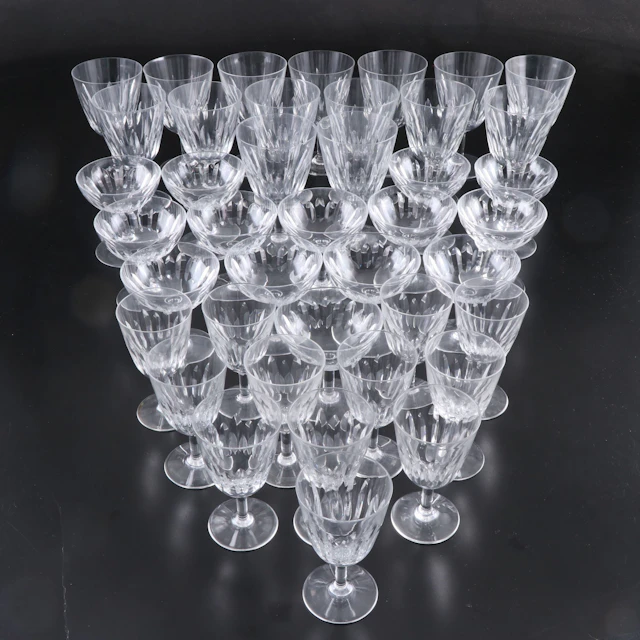 Glass Champagne Coupes, Cordials, and Water Glasses