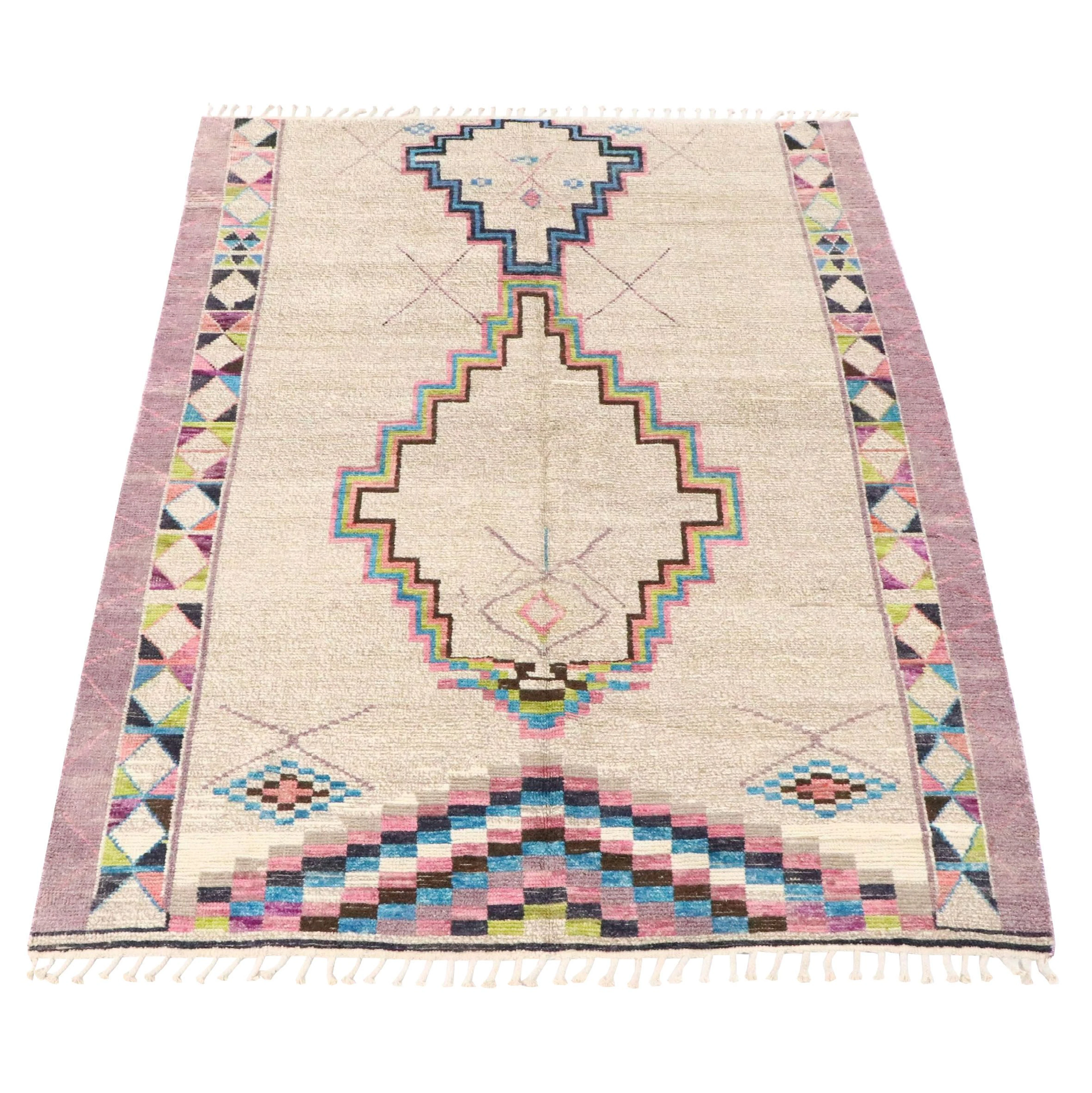 8' x 11'3 Hand-Knotted Moroccan Berber Area Rug