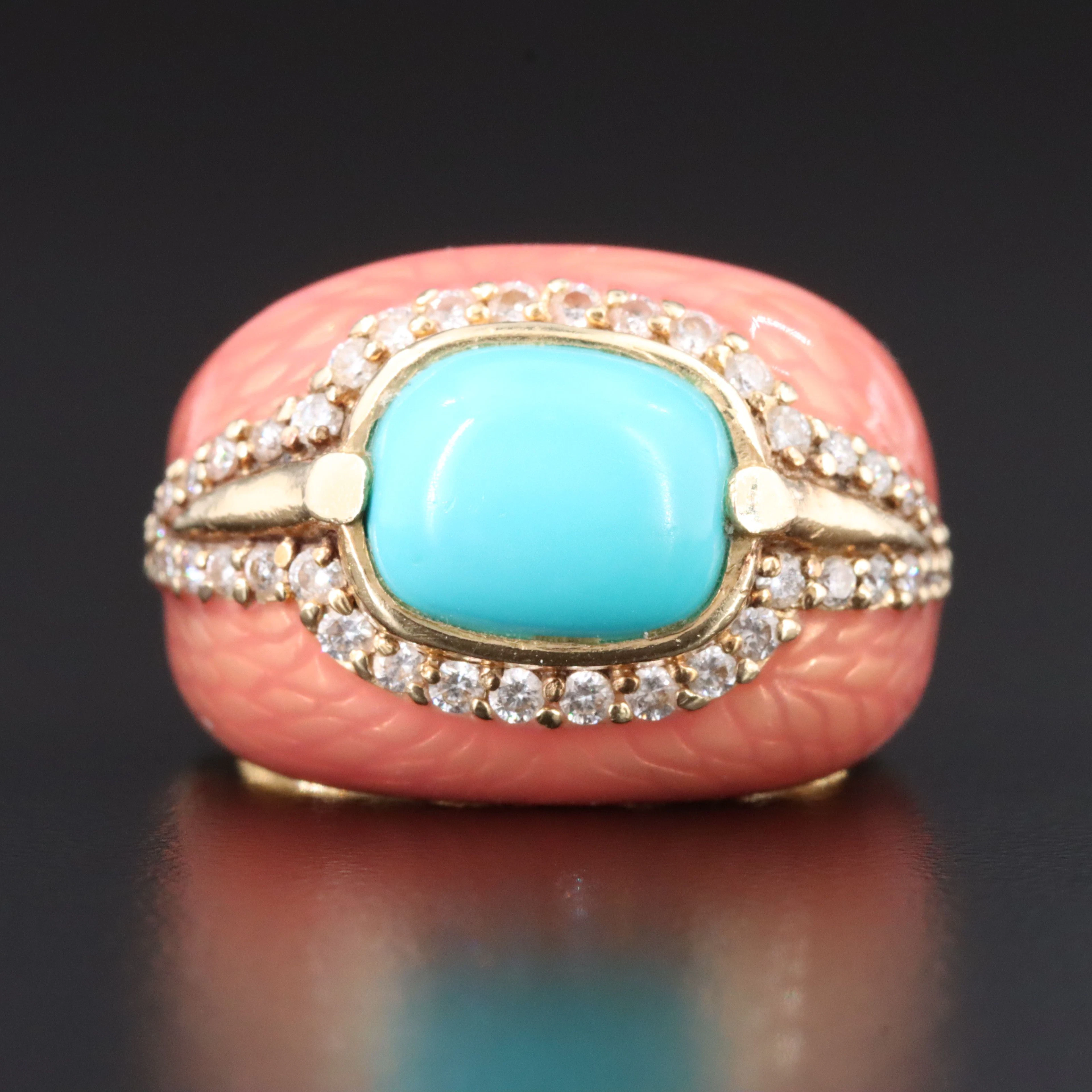 Haggai 14K Turquoise and Diamond Enameled Ring