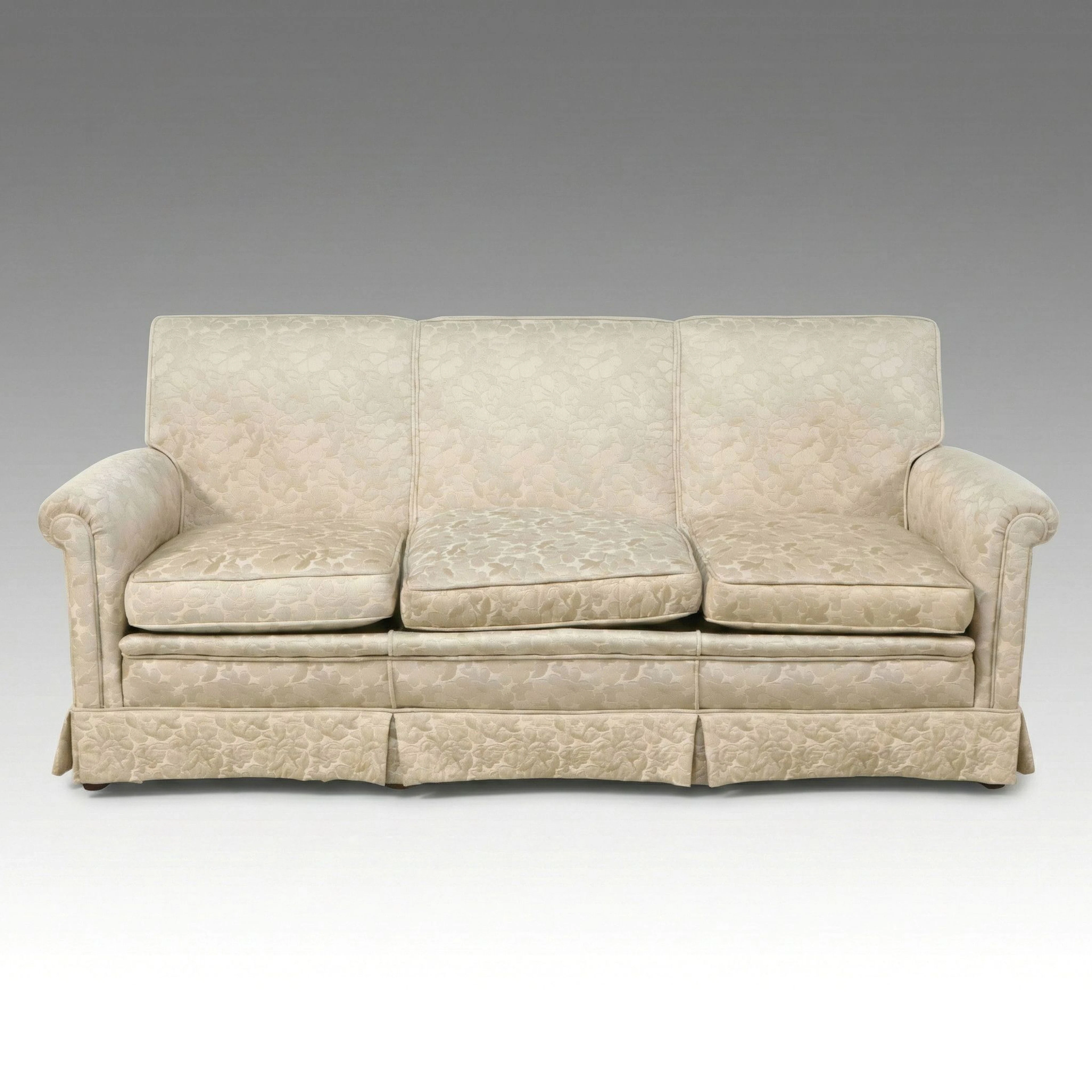 Vintage Floral Upholstered and Skirted Sofa