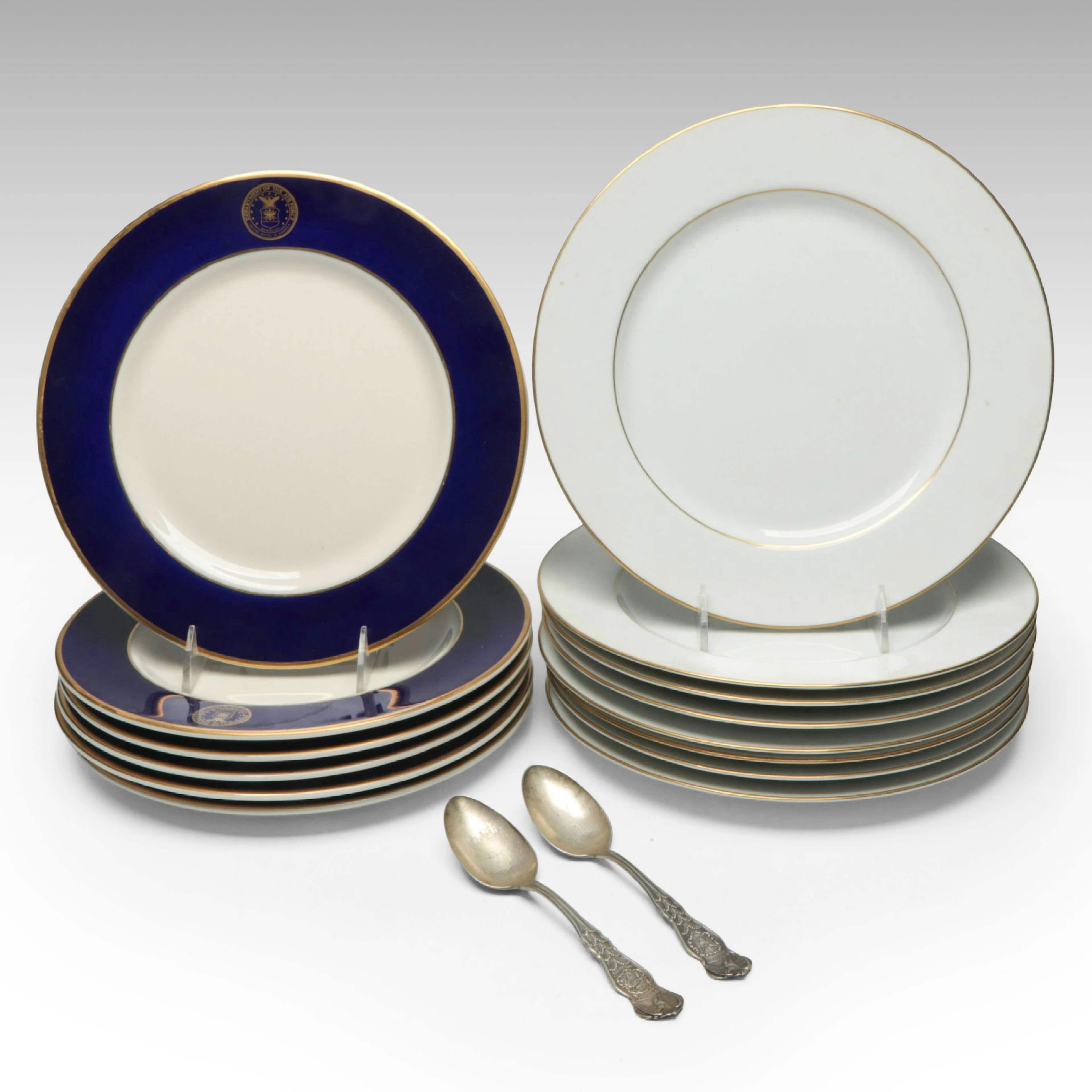 Air Force Plates by Syracuse China with Wm. Rogers Souvenir Spoons