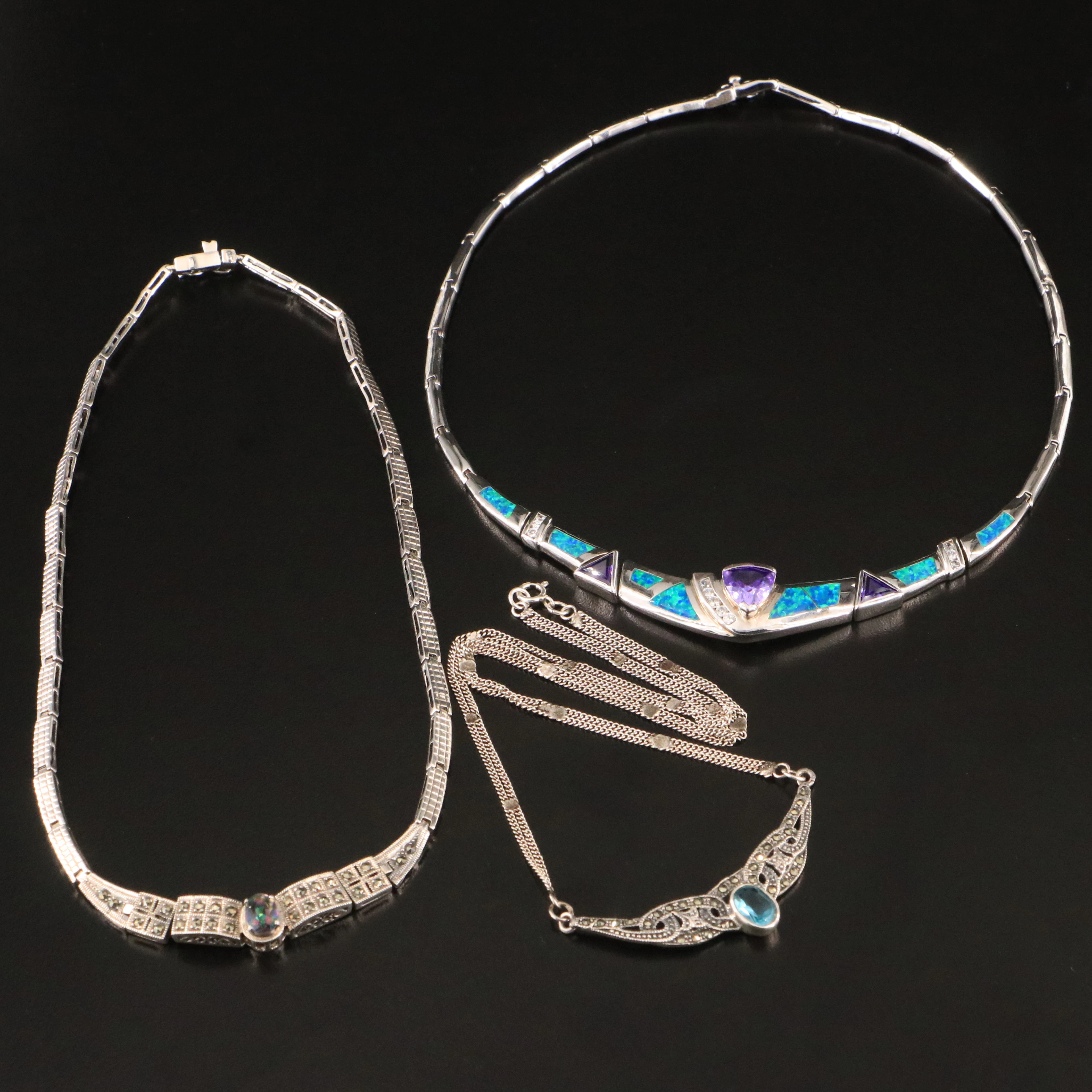 Sterling Gemstone Collar Necklaces