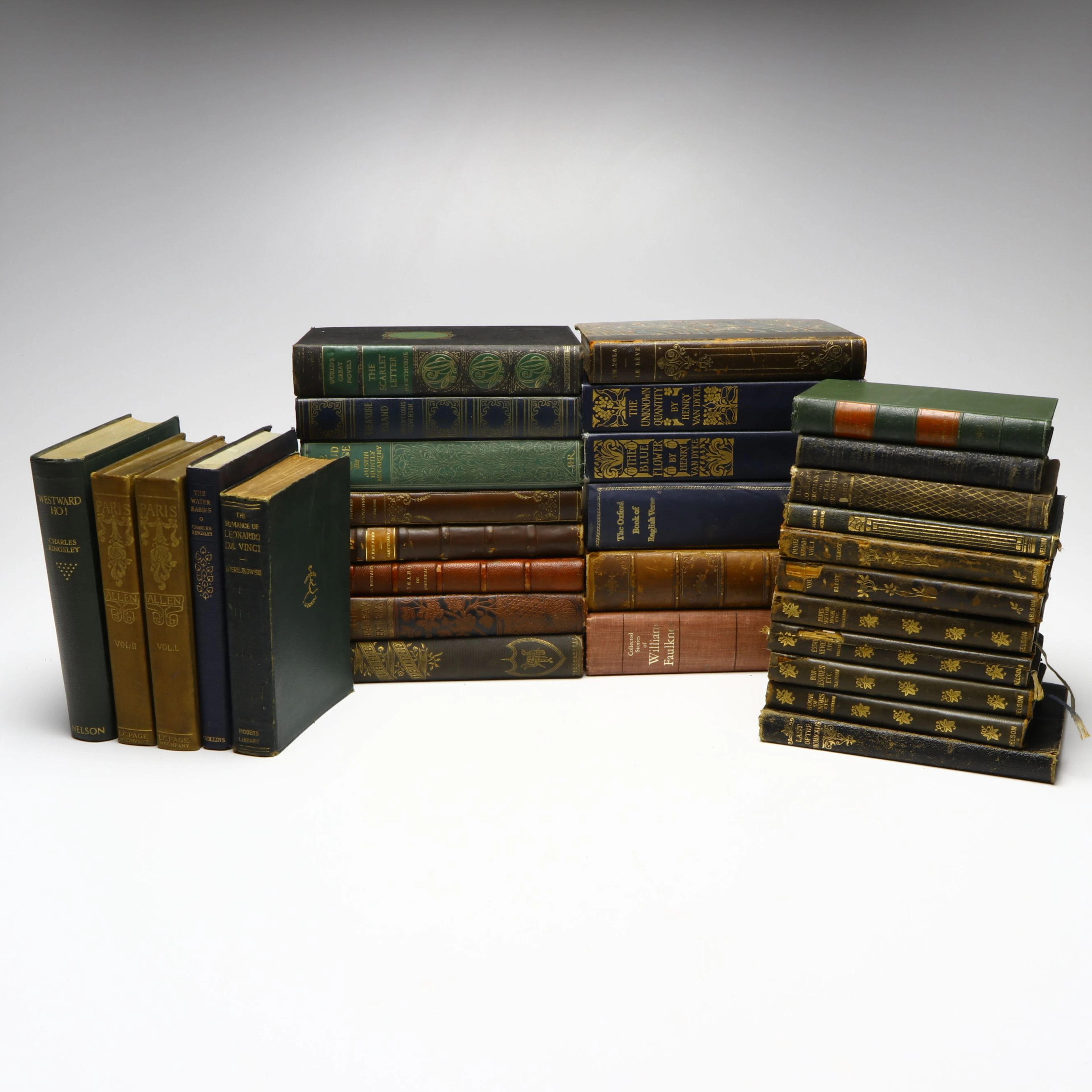 "Collected Stories of William Faulkner" & "Treasure Island," Leather