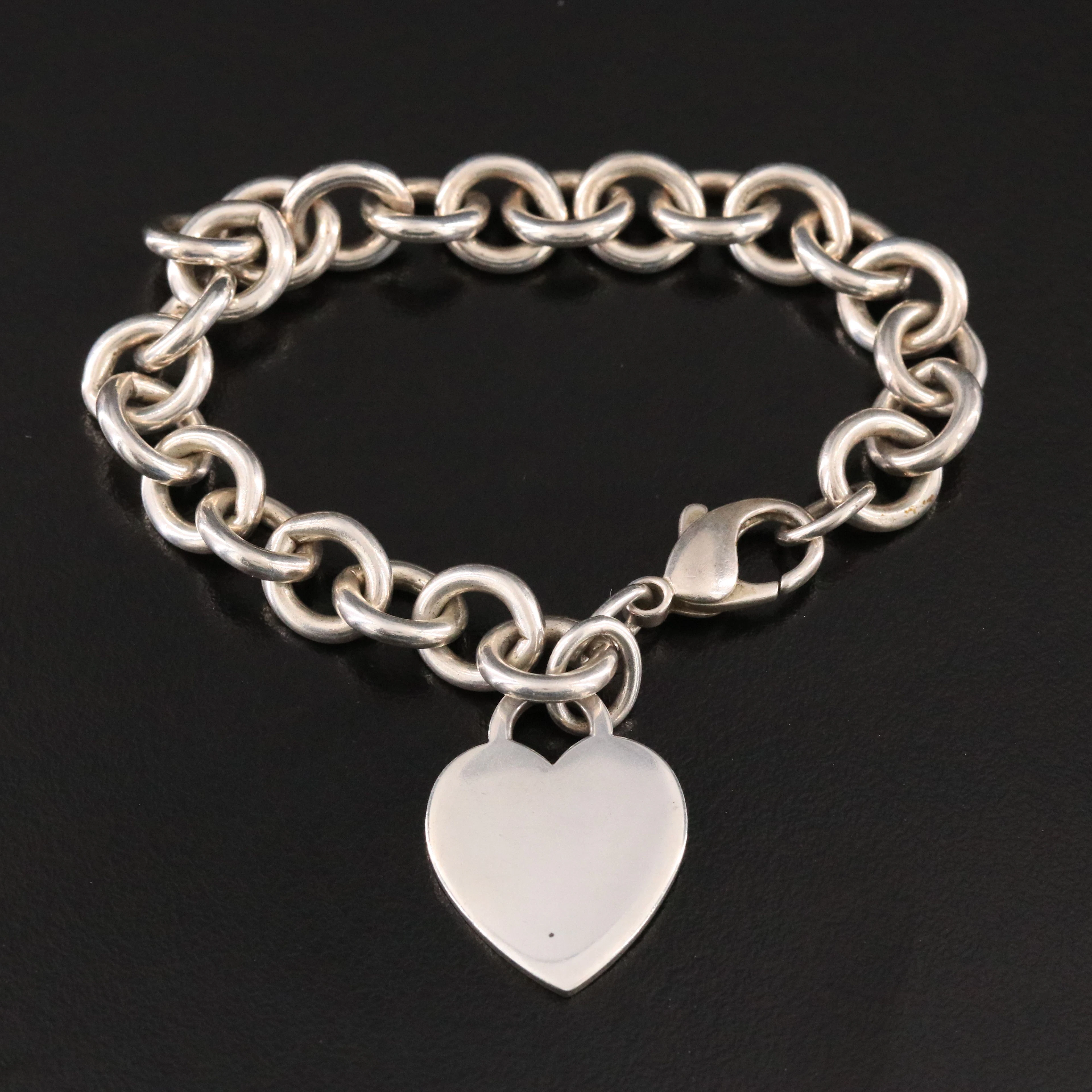 Tiffany & Co. Sterling Heart Tag Charm Bracelet