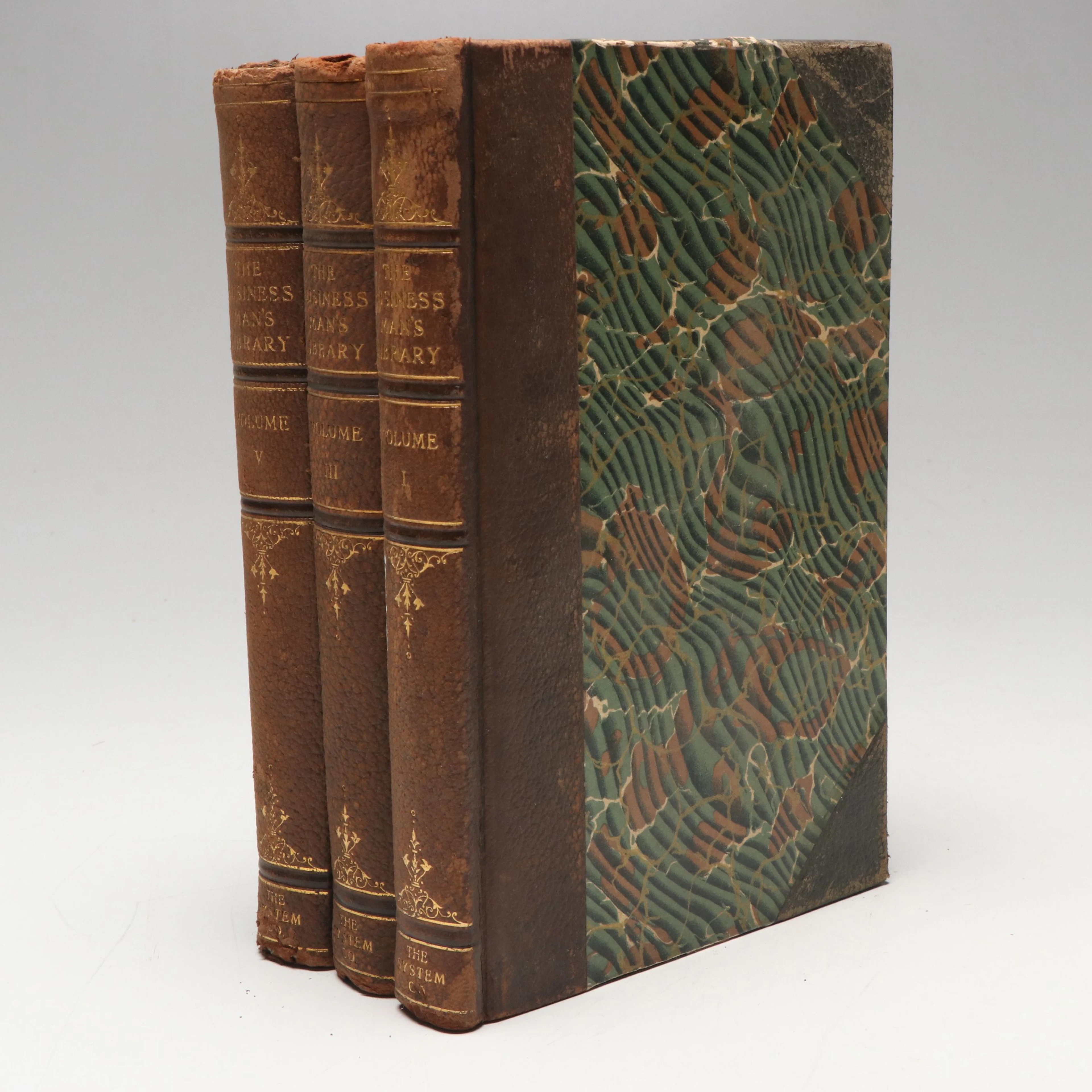 Leather Bound "The Business Man's Library" Partial Set Edited by T.