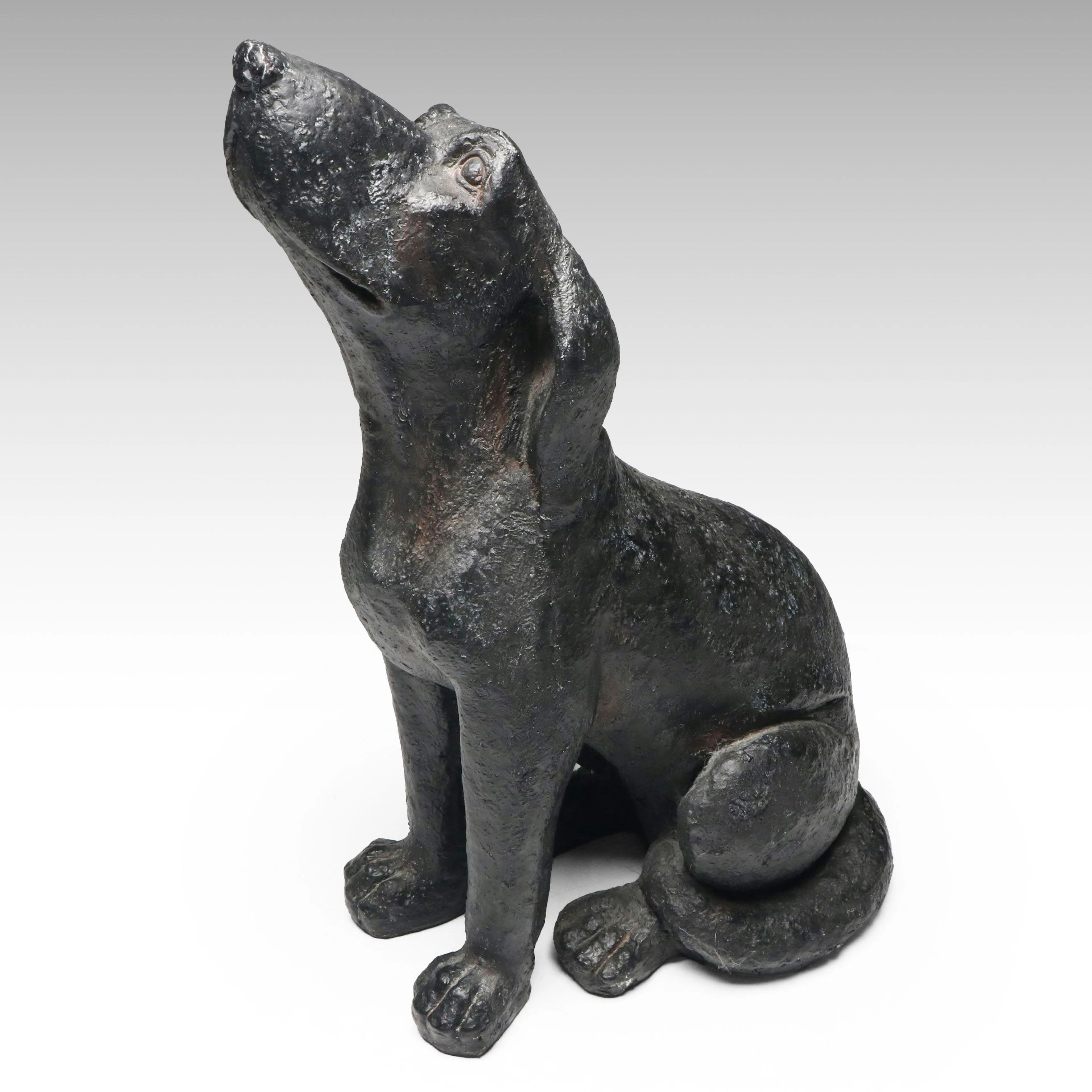 Painted Plaster Black Labrador Figurine