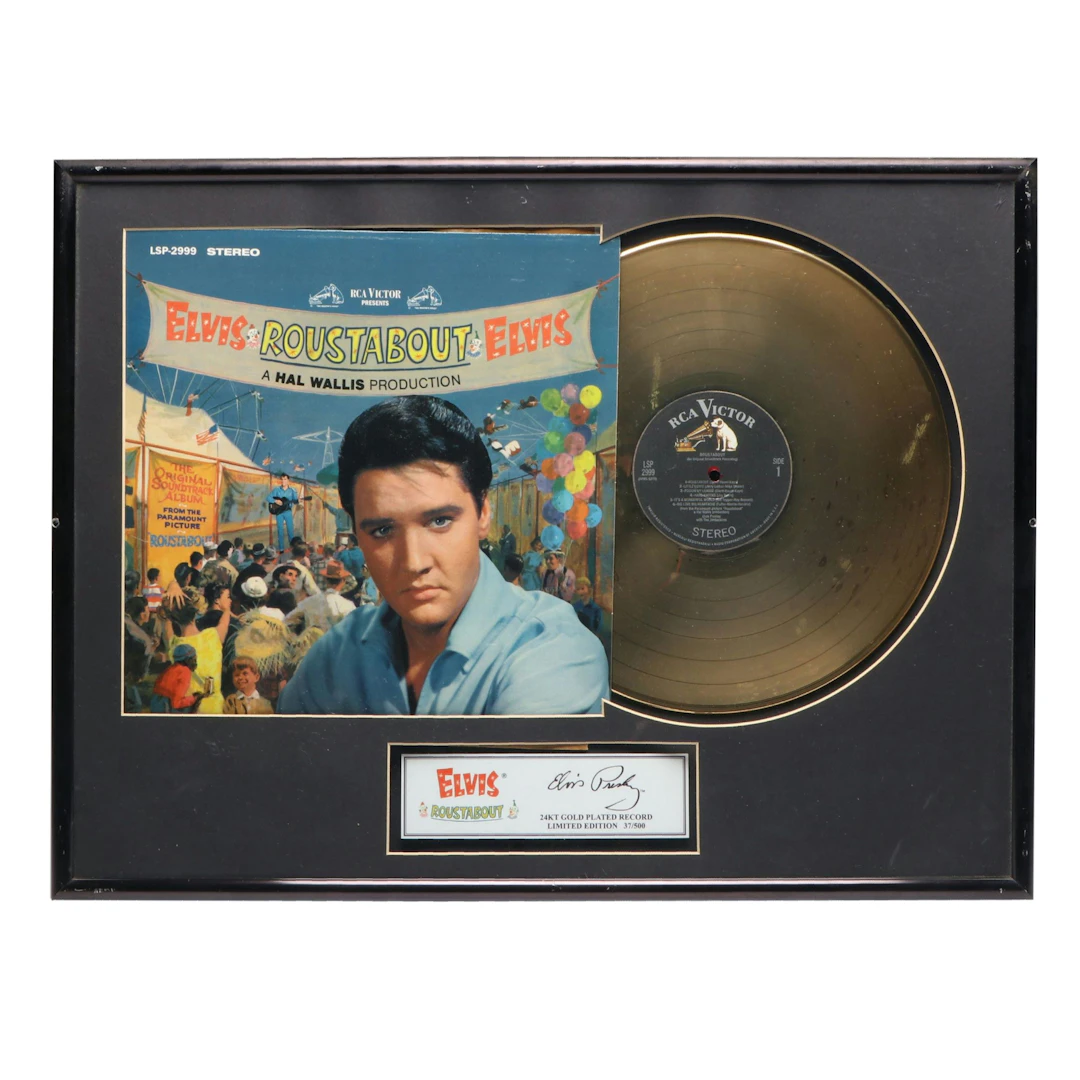 Elvis Presley "Roustabout" Commemorative Gold Tone LP Framed Vinyl Record