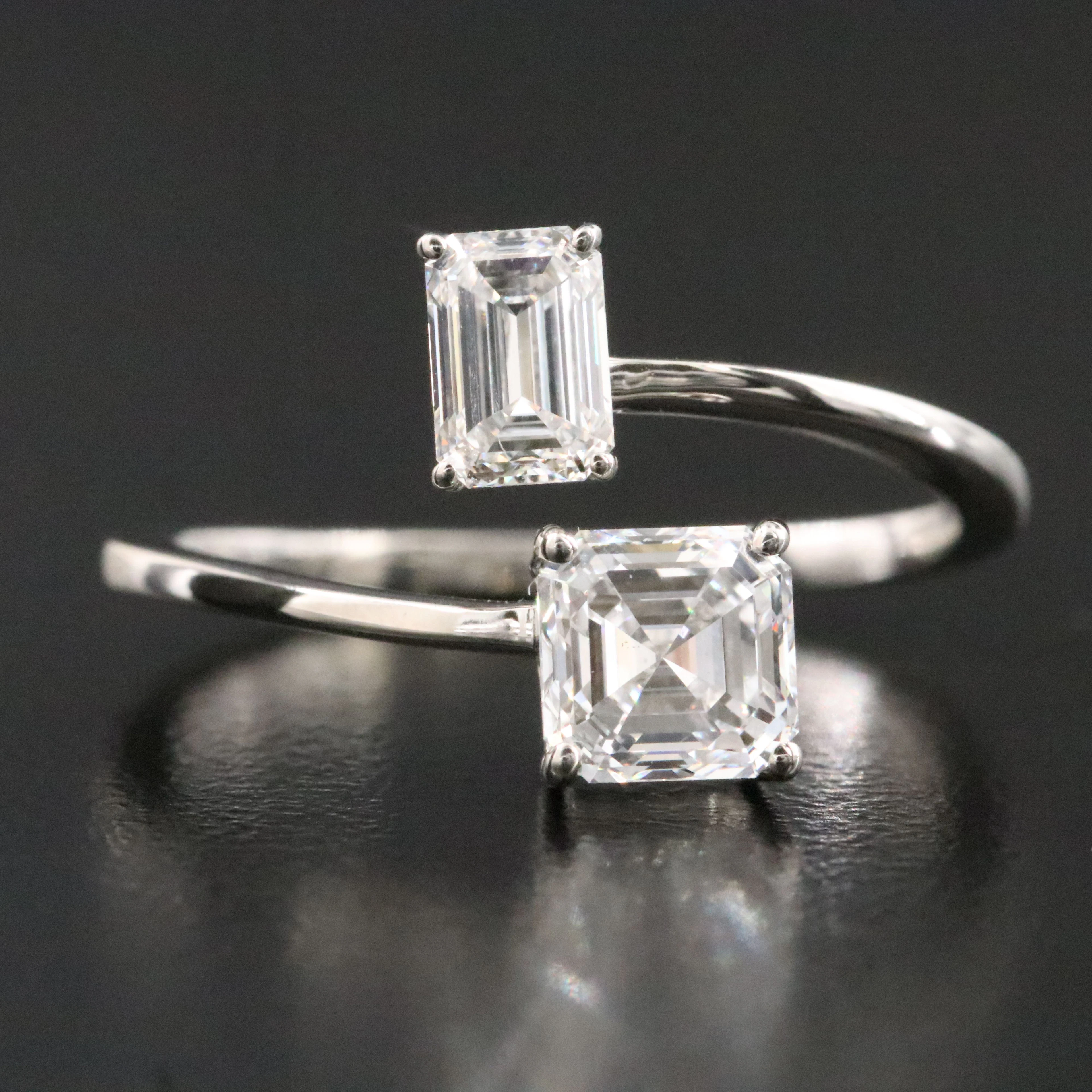 Platinum 1.46 CTW Diamond Bypass Ring with GIA Reports