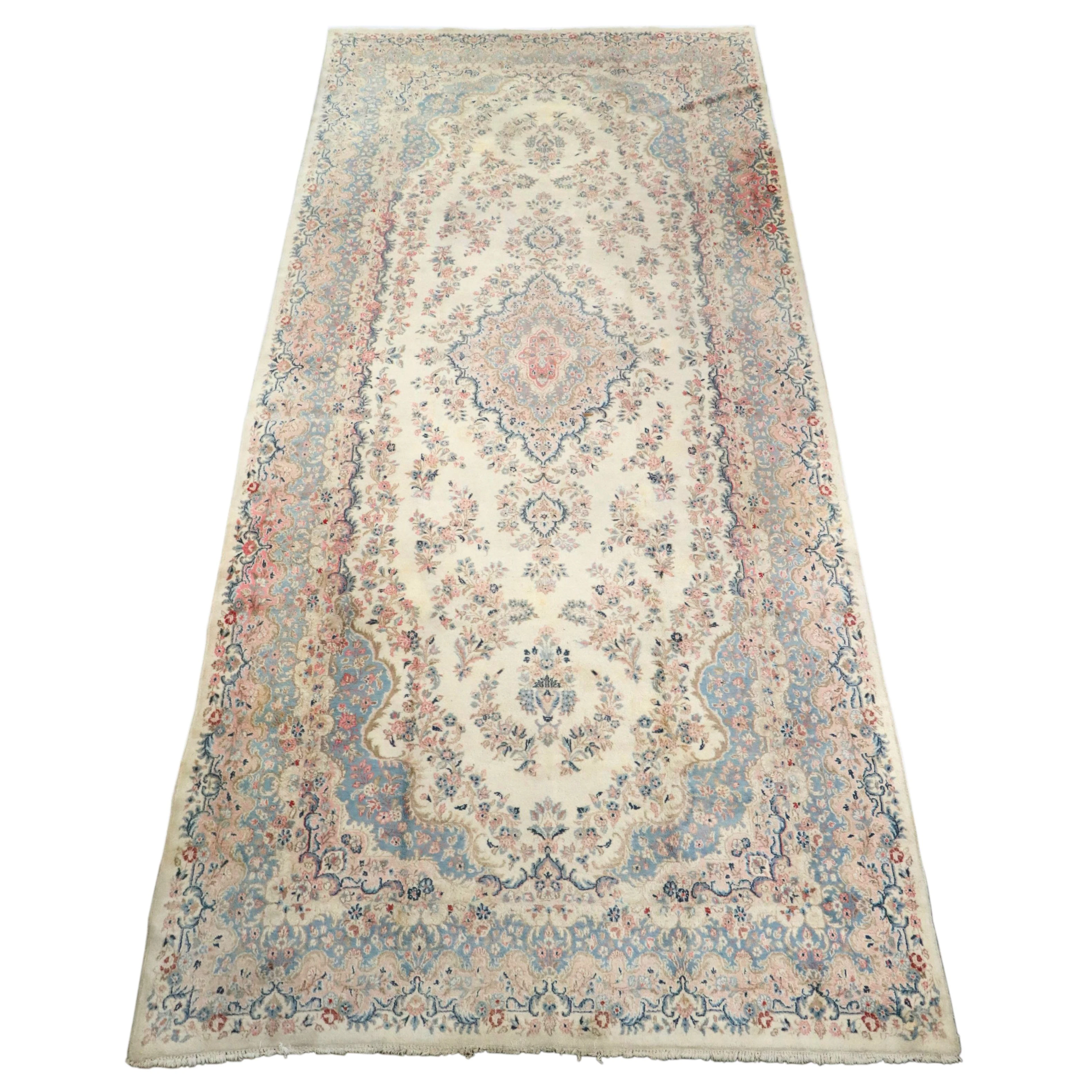 8'9 x 21'3 Hand-Knotted Persian Kerman Long Rug