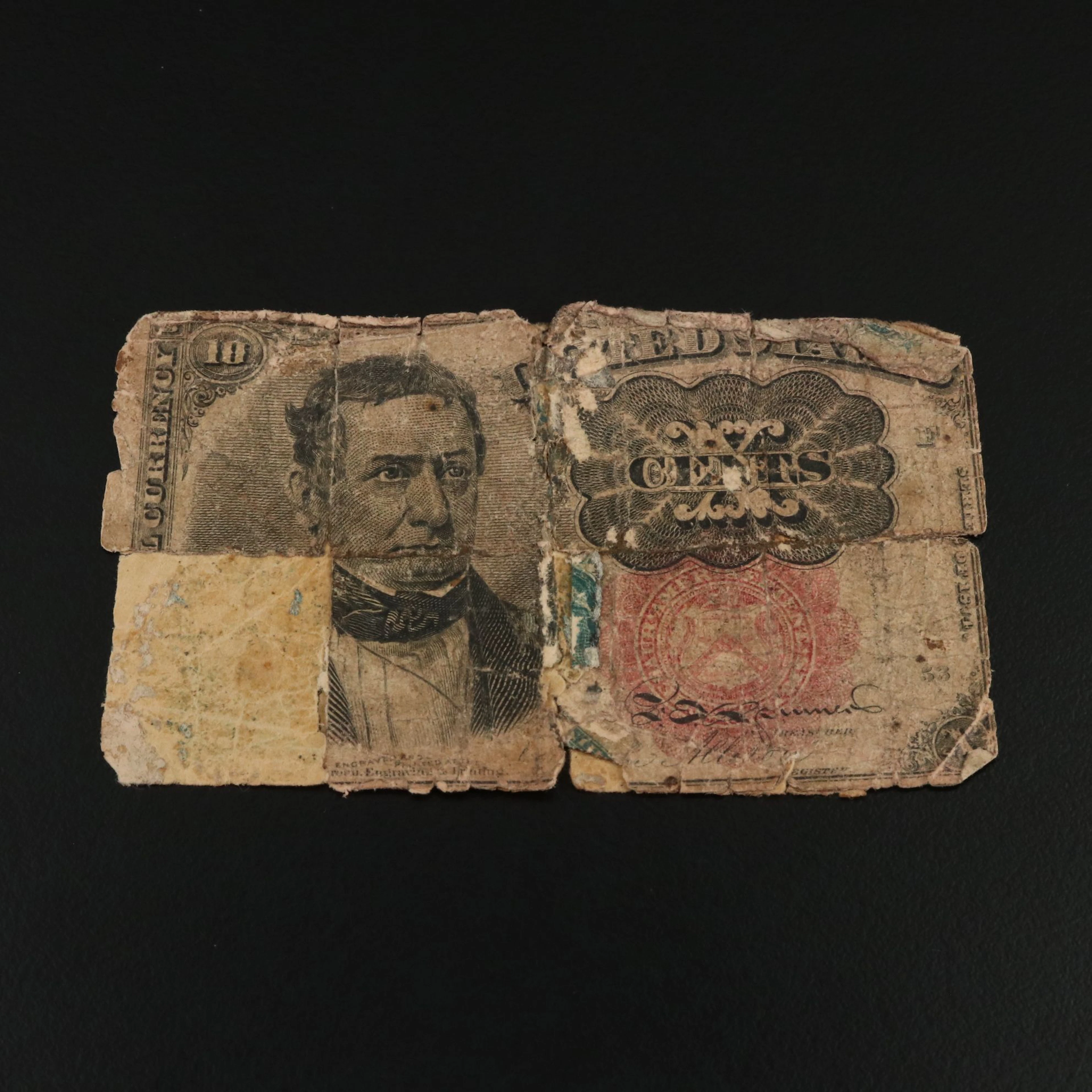 1874 10-Cent U.S. Fractional Currency Note, Fifth Issue, Red Seal