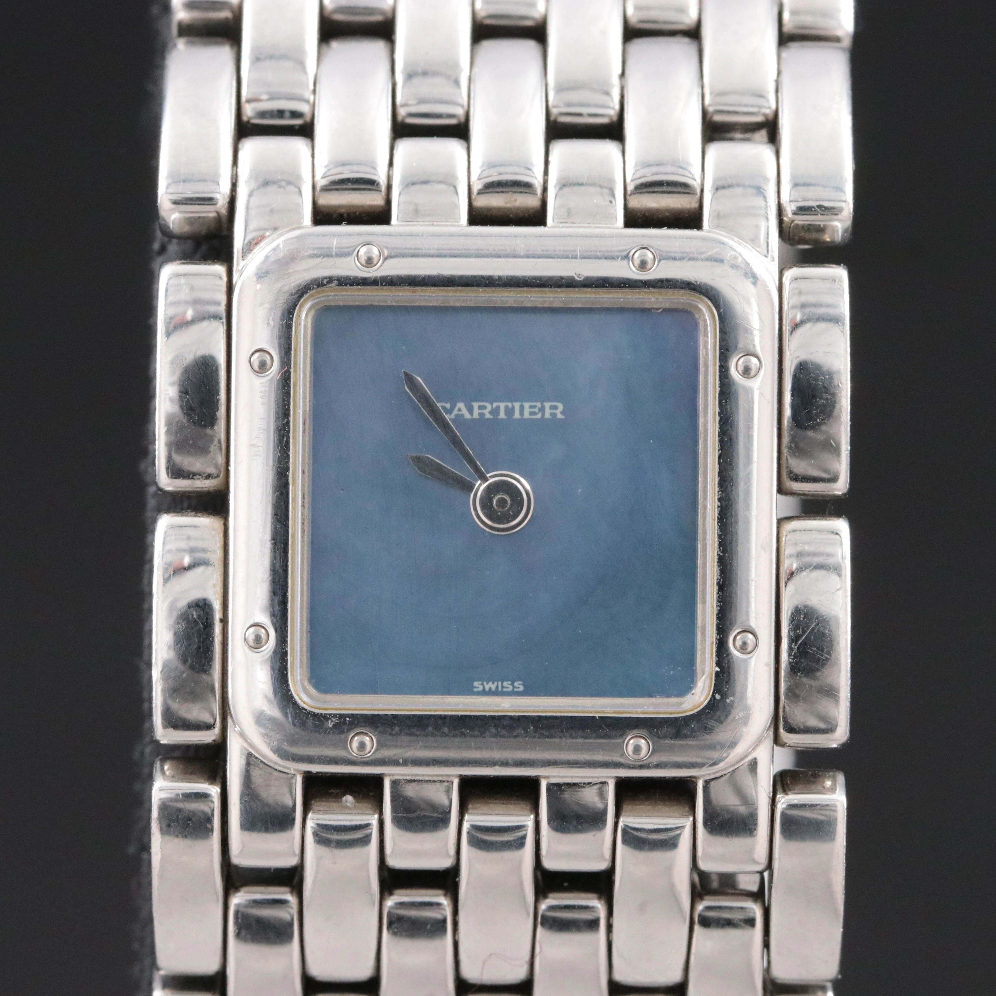 Cartier Panthere Ruban Mother Of Pearl Dial Steel Watch Model 2420