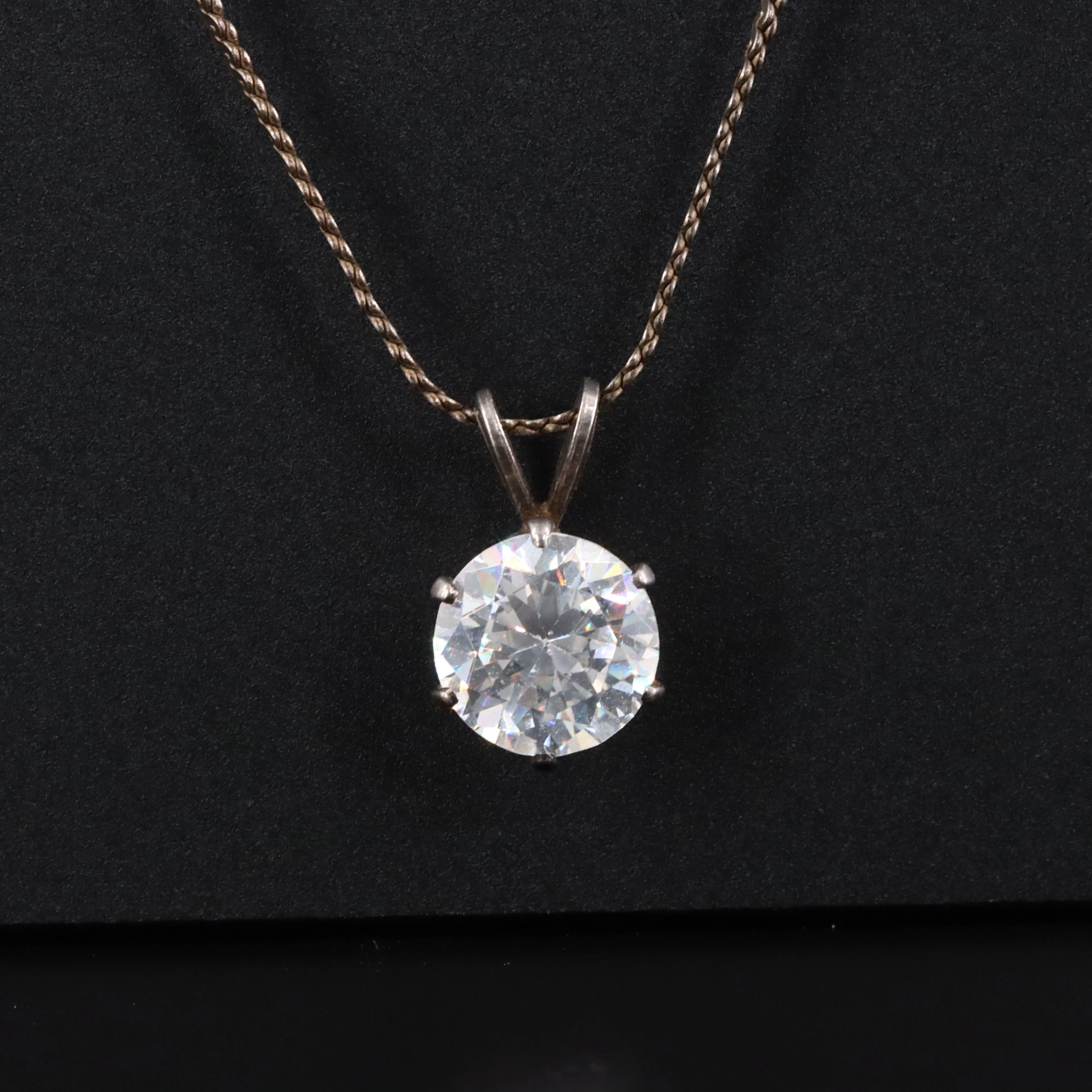 Sterling CZ Solitaire Necklace