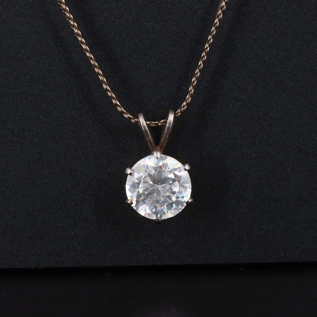 Sterling CZ Solitaire Necklace