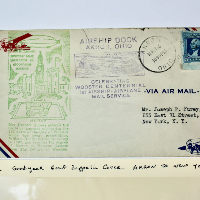 1932 Goodyear Graf Zeppelin Postal Cover, Akron to New York