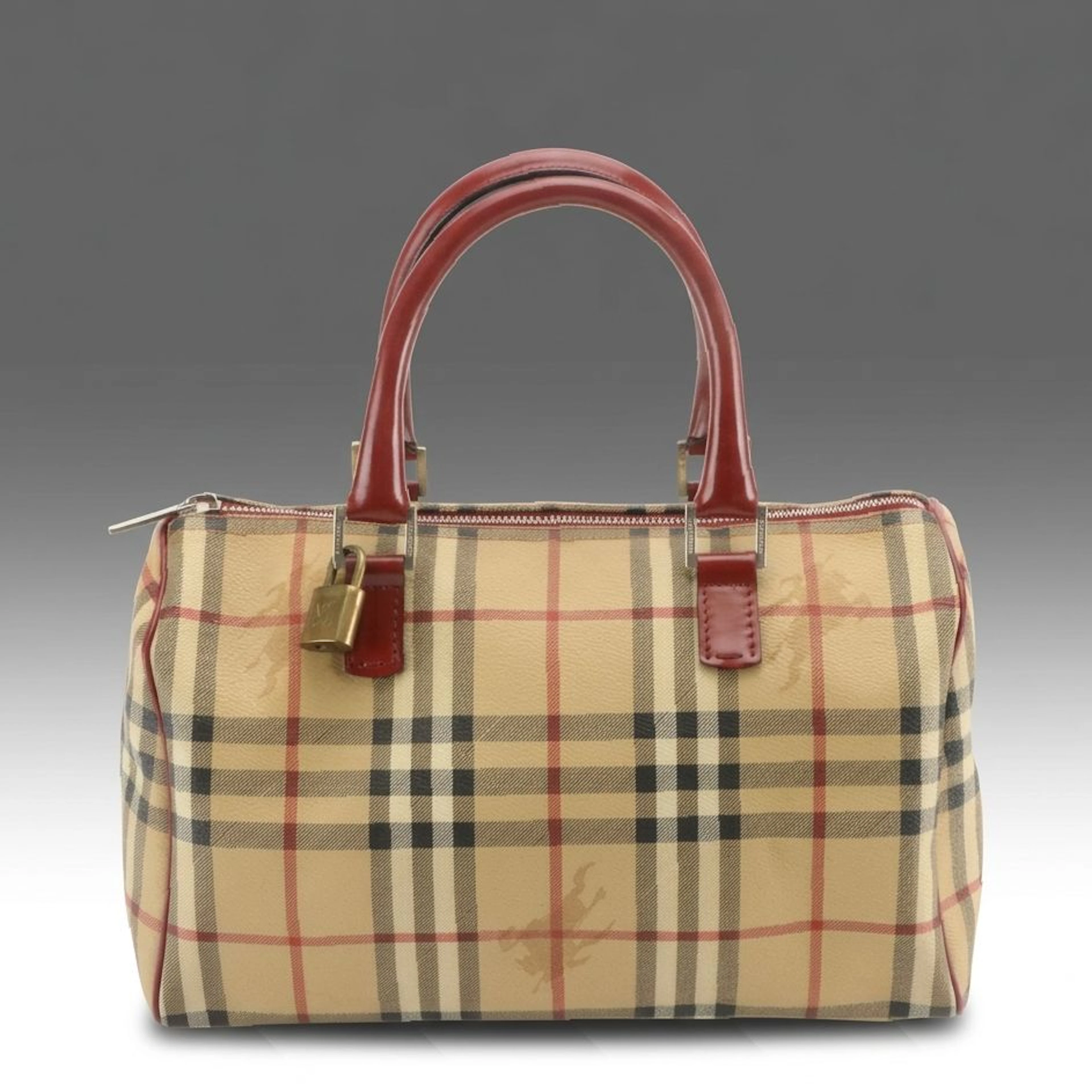 Burberry Haymarket Check Coated Canvas & Leather Handbag with Louis